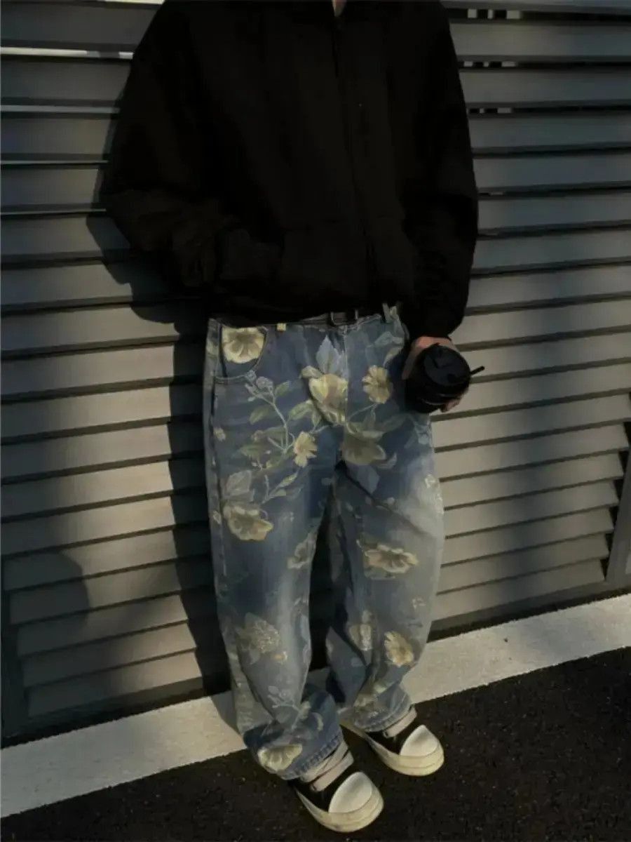 Japanese Brand Retro straight leg casual printed jeans Size US 30 / EU 46 - 6 Thumbnail