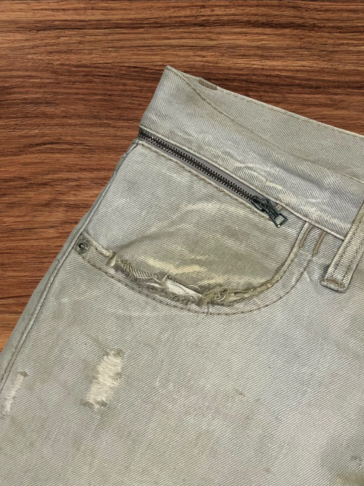 Neil Barrett Vintage Italian Neil Barrett Distressed Button Fly Mud Jeans Size US 33 - 8 Thumbnail