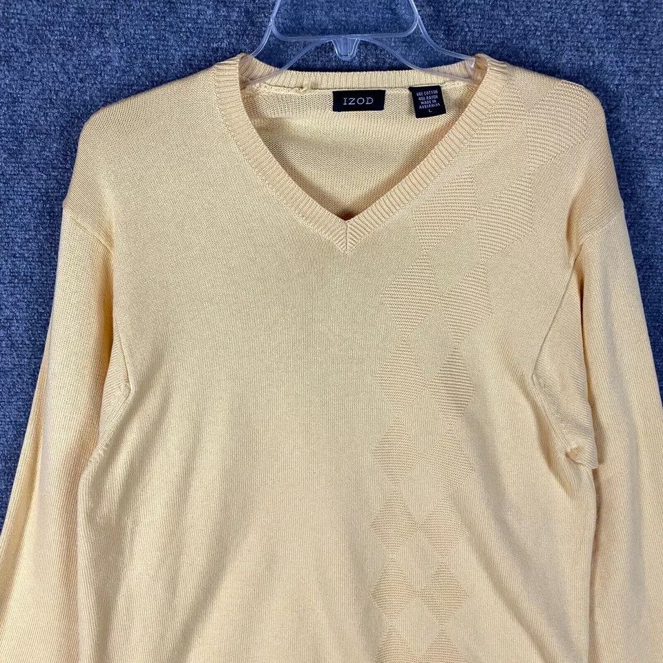 Izod Izod Sweater Men's Large Pullover Yellow Cotton Blend Knit L Size US L / EU 52-54 / 3 - 2 Thumbnail
