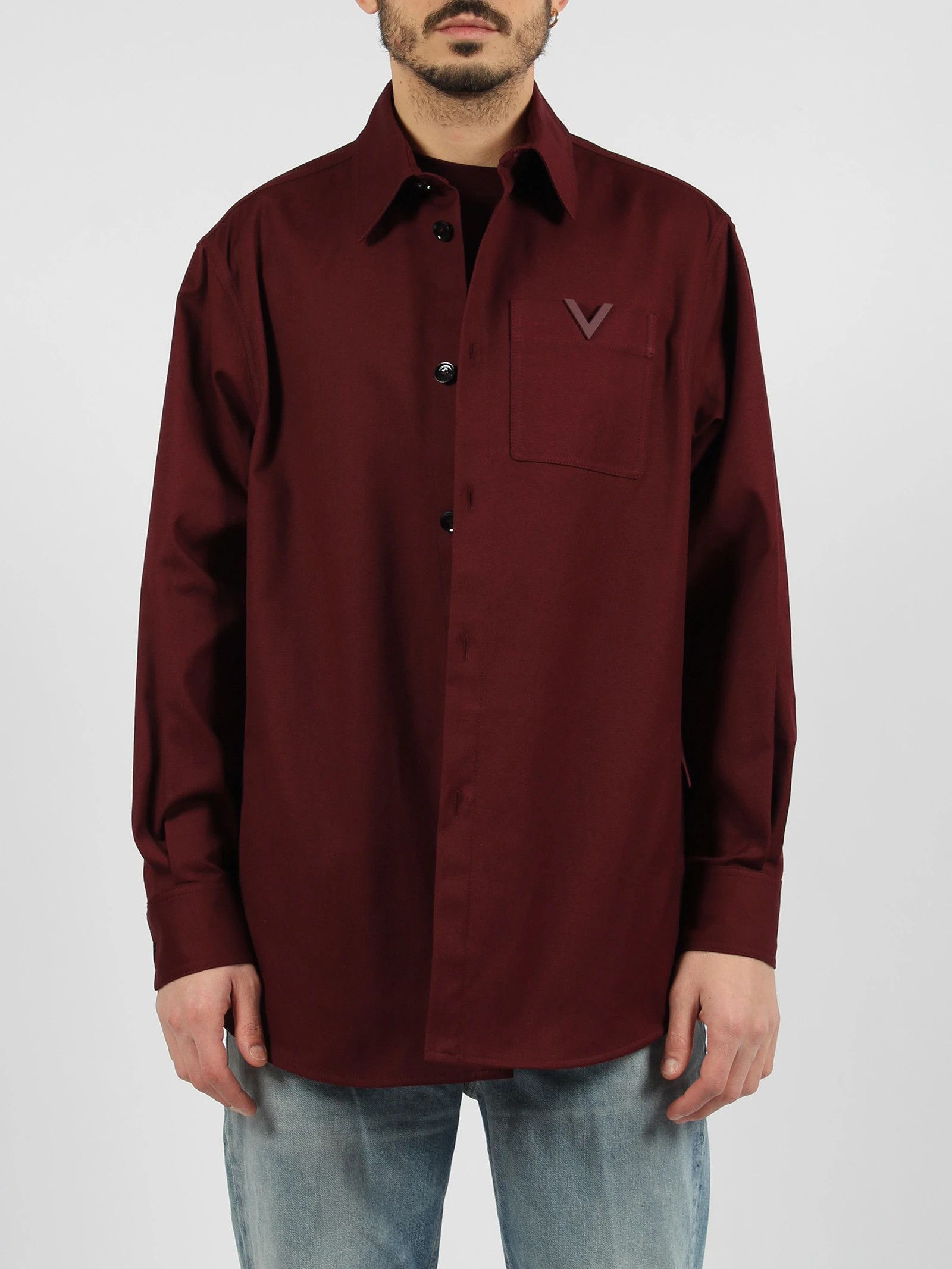 Valentino o1y0525 Logo Solid Color Shirt in Burgundy Size US S / EU 44-46 / 1 - 2 Thumbnail