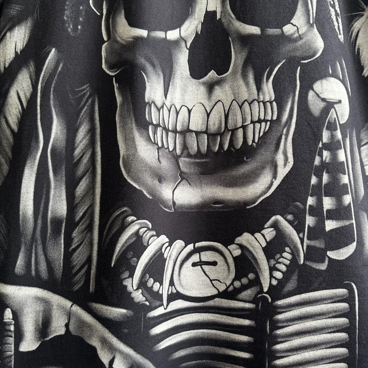 Vintage VINTAGE 90s CRAZY SKULL SINGLE STITCH AOP TEE Size US XL / EU 56 / 4 - 6 Thumbnail