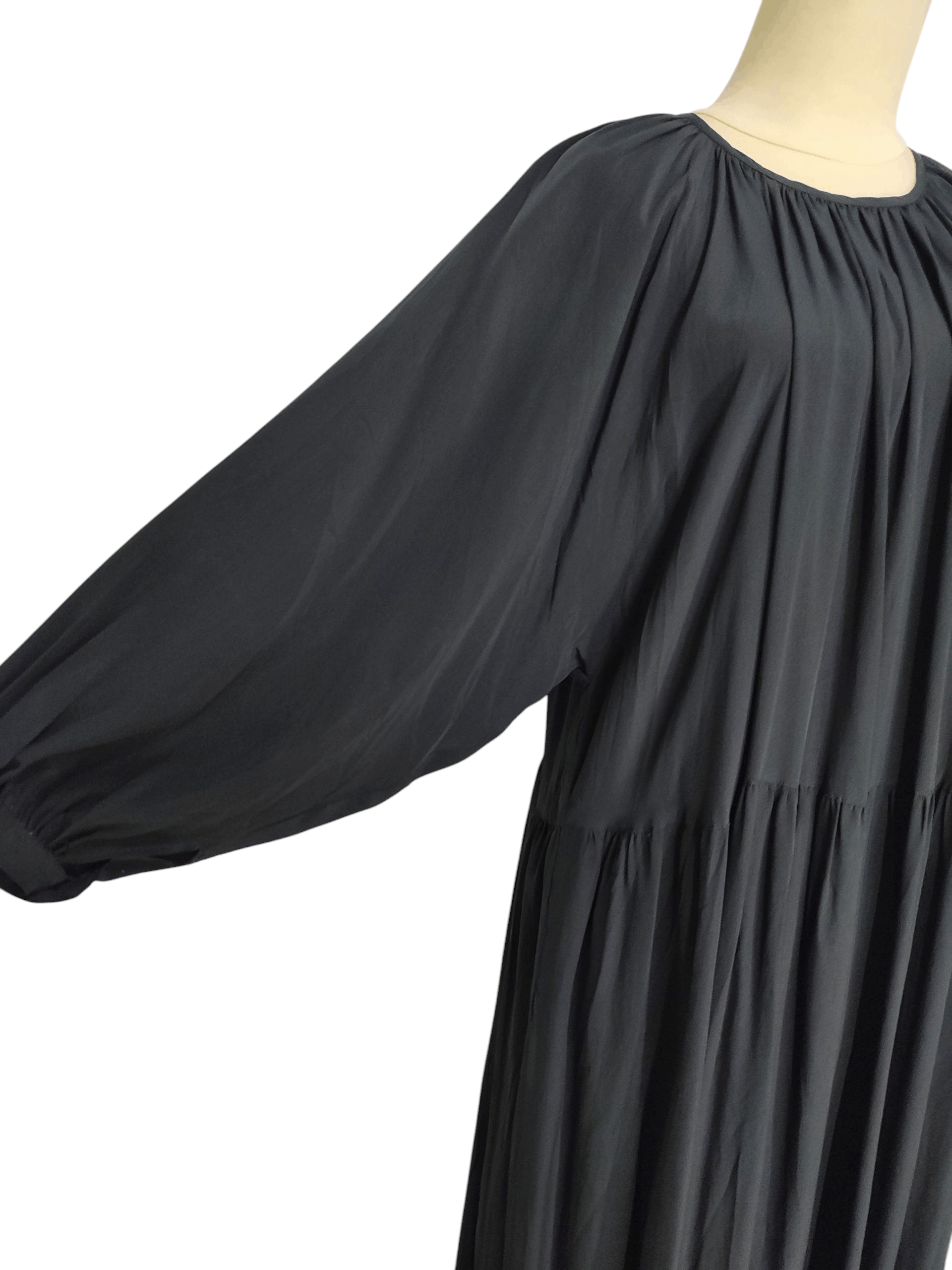 Comme des Garcons ARCHIVE📕 90s CDG Pleated Sculptural Gathered Monastic Dress Size L / US 10 / IT 46 - 2 Thumbnail