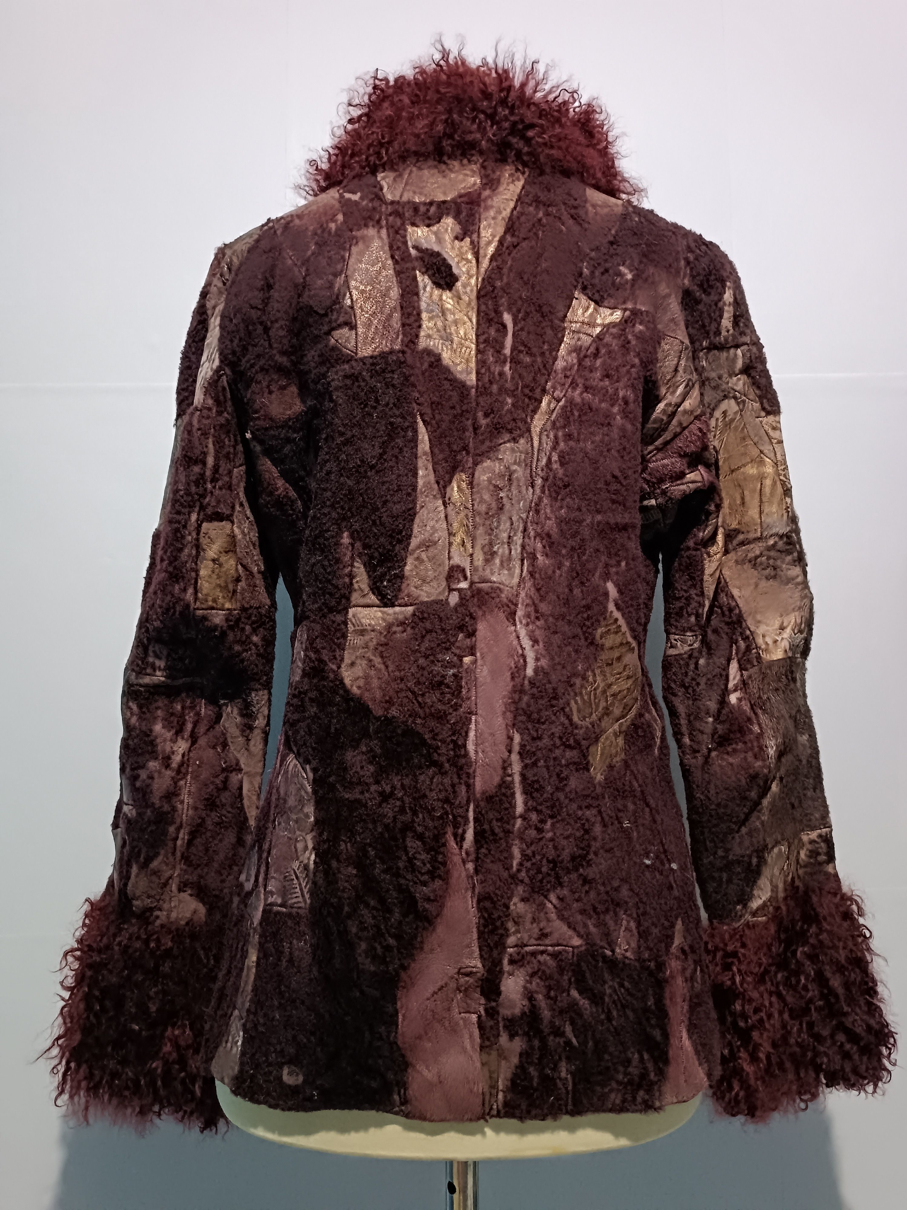 Other Extra Fine Leather Jacket Fur Mix Pabric Coats Red Purple Size ONE SIZE - 7 Thumbnail