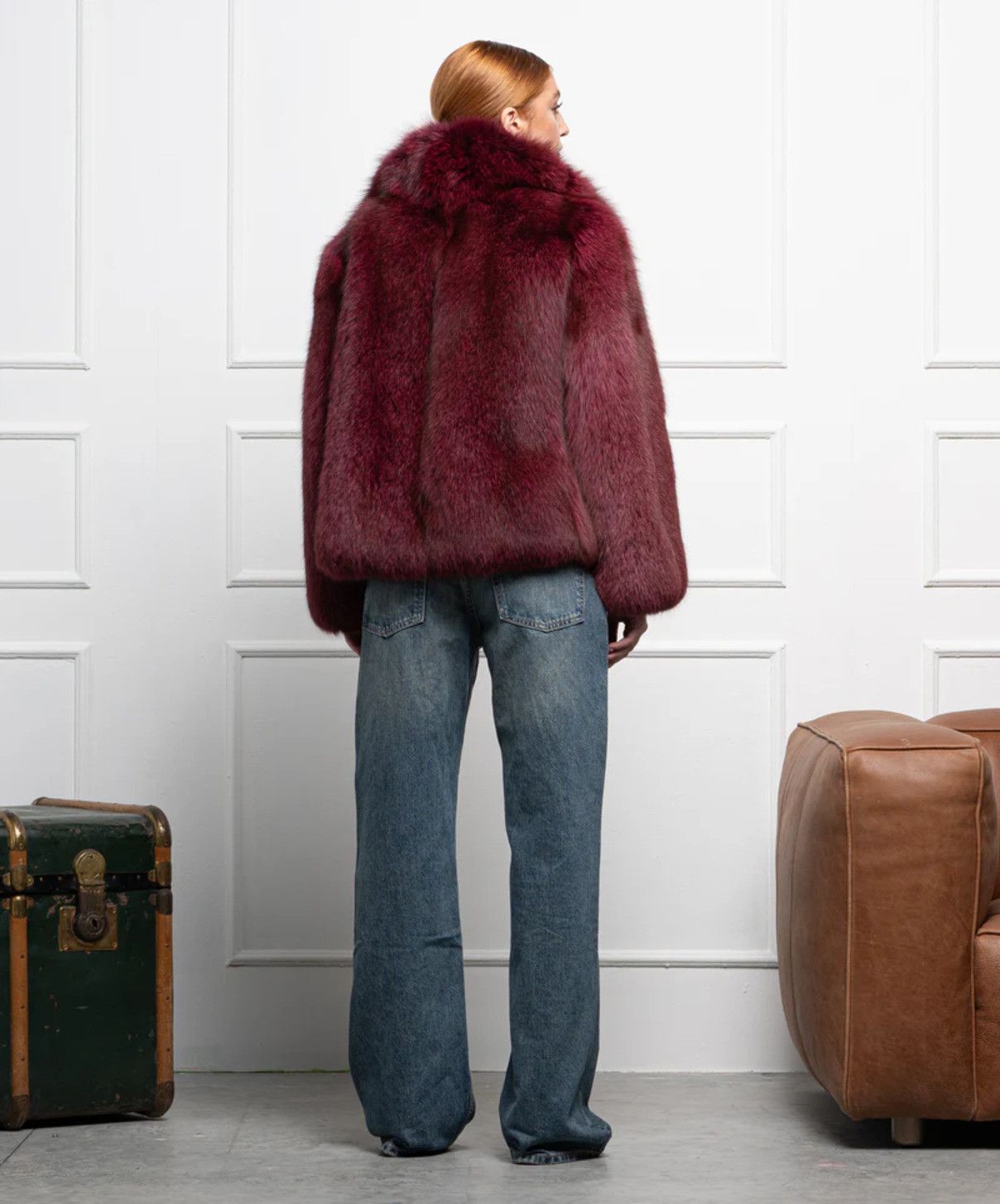Other Women’s Burgundy Fox Fur Bomber Jacket Size L / US 10 / IT 46 - 4 Thumbnail