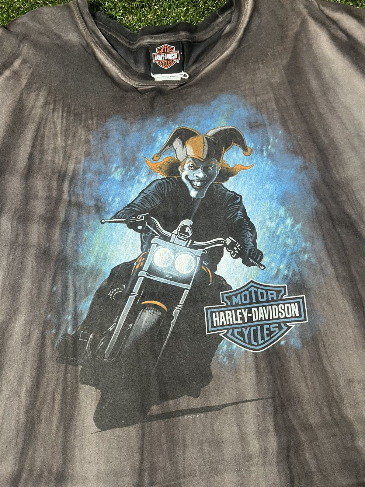 Harley Davidson Vintage Y2k Harley Davidson Clown Biker Horror Faded Tee Size US XL / EU 56 / 4 - 3 Thumbnail