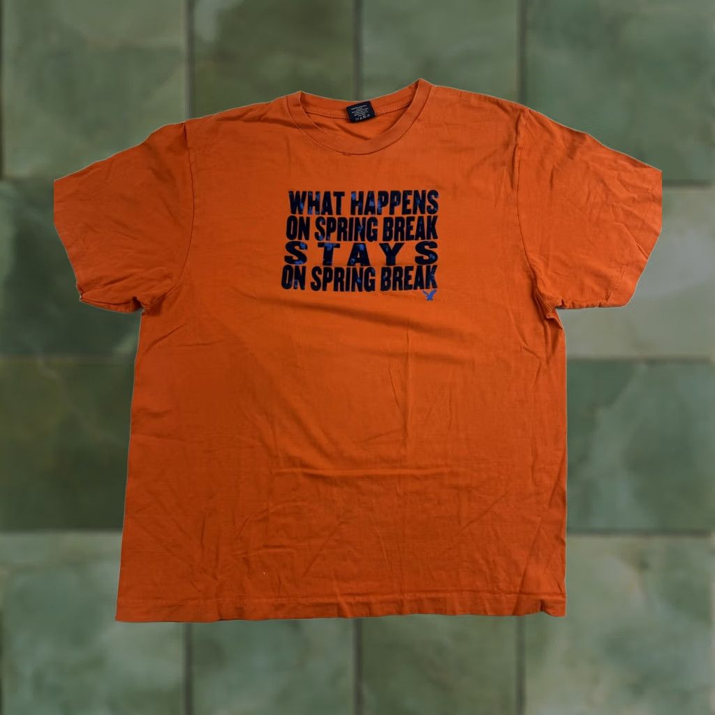 American Eagle Outfitters American Eagle Outfitters Shirt Mens XL Orange Spring Break Graphic Tee Size US XL / EU 56 / 4 - 1 Thumbnail