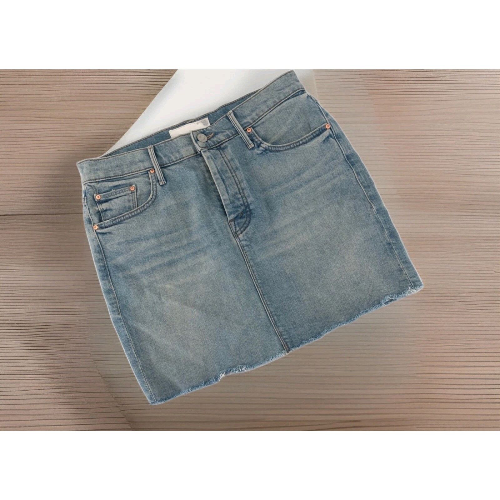 MOTHER MOTHER SUPERIOR The Angel Peg Mini Fray Denim Skirt Size 25 Size 25" / US 0 / IT 36 - 6 Thumbnail