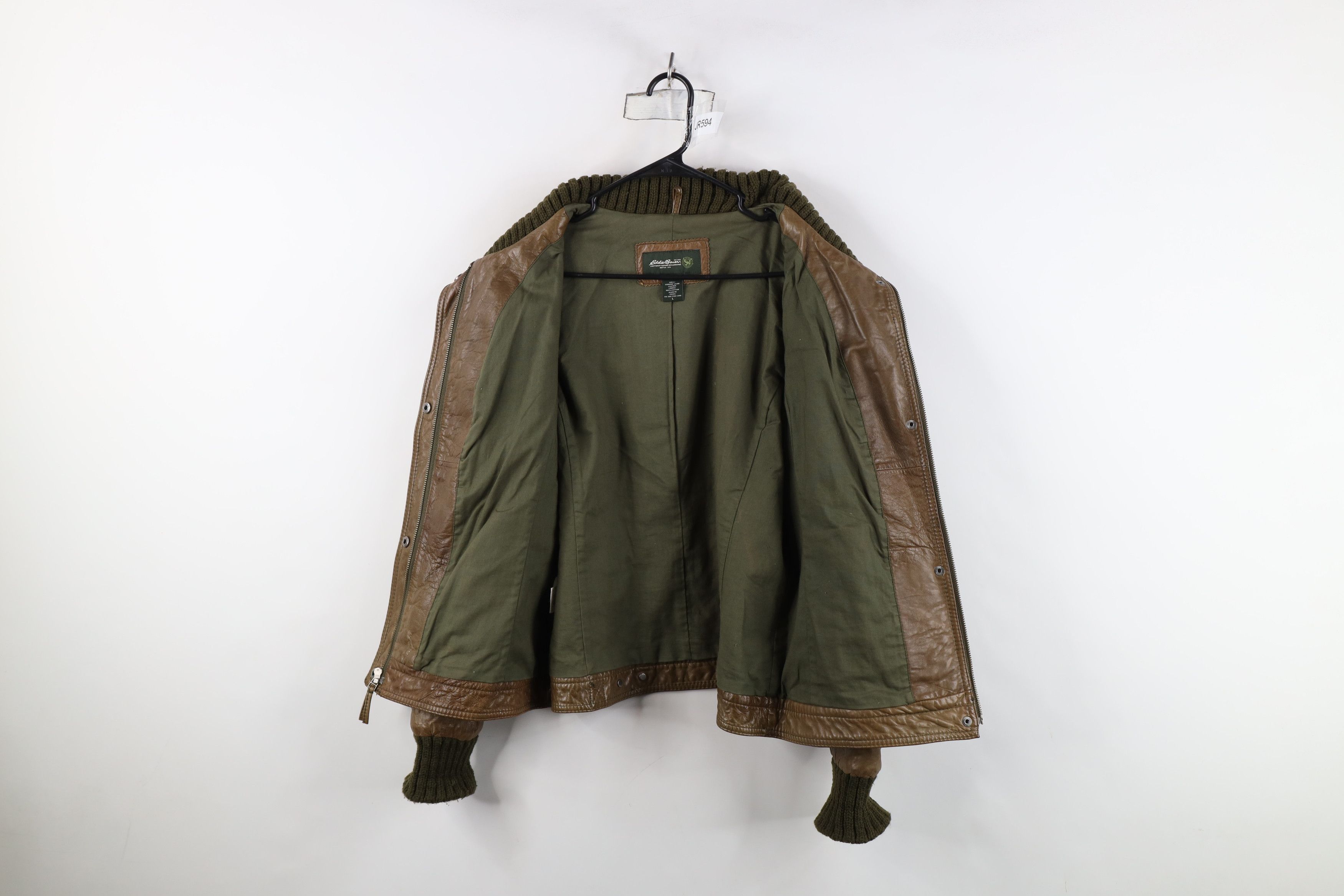 Eddie Bauer Vintage Eddie Bauer Leather Full Zip Bomber Jacket Breen Size L / US 10 / IT 46 - 9 Thumbnail