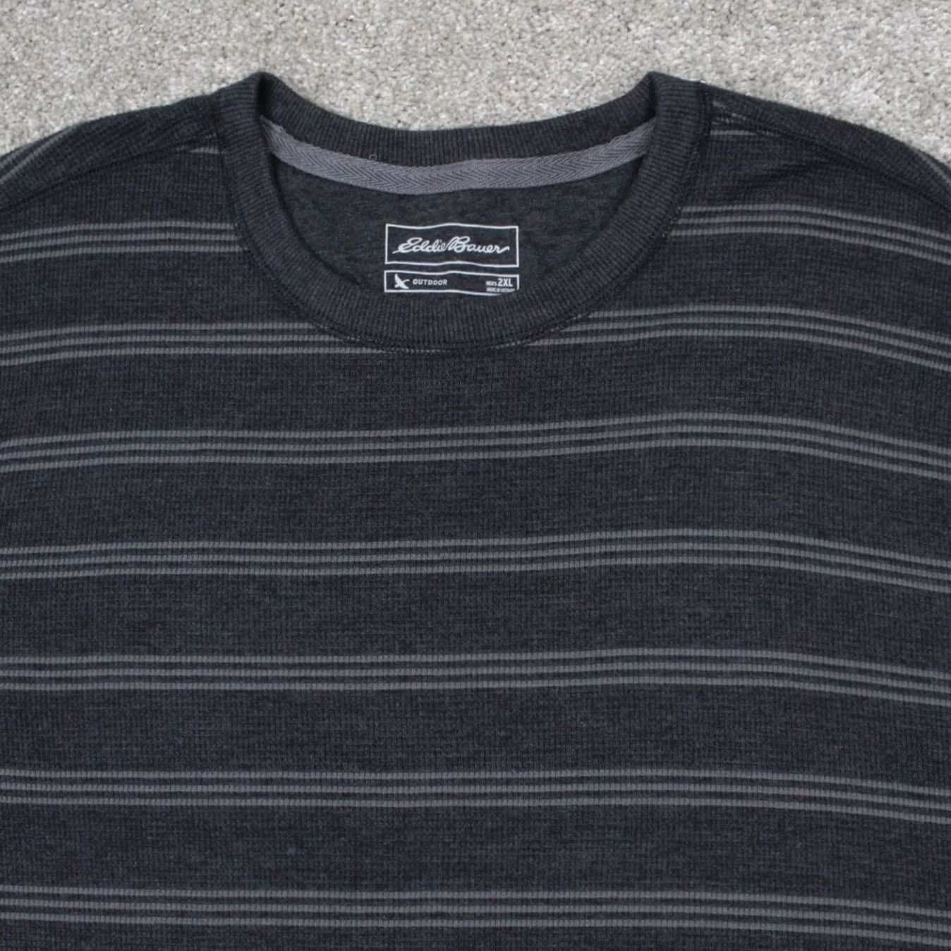 Eddie Bauer VINTAGE Eddie Bauer Outdoor Sweatshirt Mens 2XL XXL Gray/Black Striped L/S Pullover Size US XXL / EU 58 / 5 - 5 Thumbnail