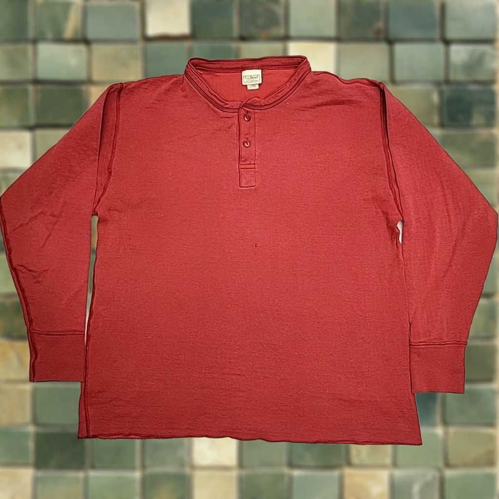 Vintage VINTAGE LL Bean Shirt Mens XL Red Henley Wool Blend Long Sleeve River Driver Canada Size US XL / EU 56 / 4 - 1 Thumbnail