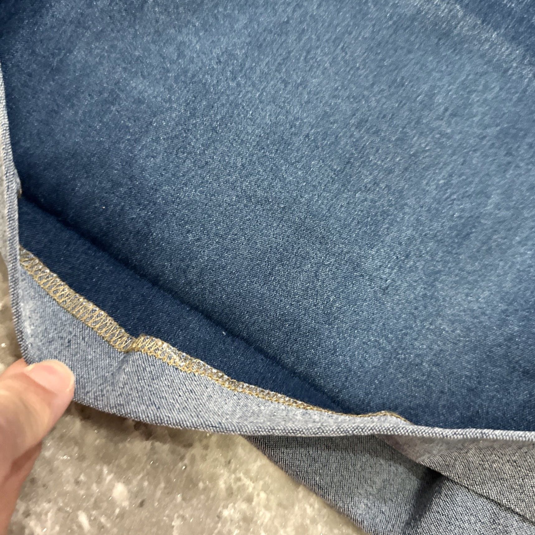 Denime Just Be Shorts 3X Denim Blue Cotton Blend Stretch Pull On Waist Drawcord Pocket Faux Front Casual Size 40" / US 18 - 7 Thumbnail