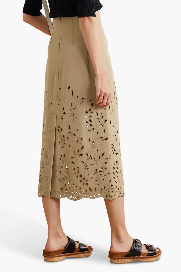 Chloe o1y0825 Midi Skirt in Beige Size 27" / US 4 / IT 40 - 3 Thumbnail