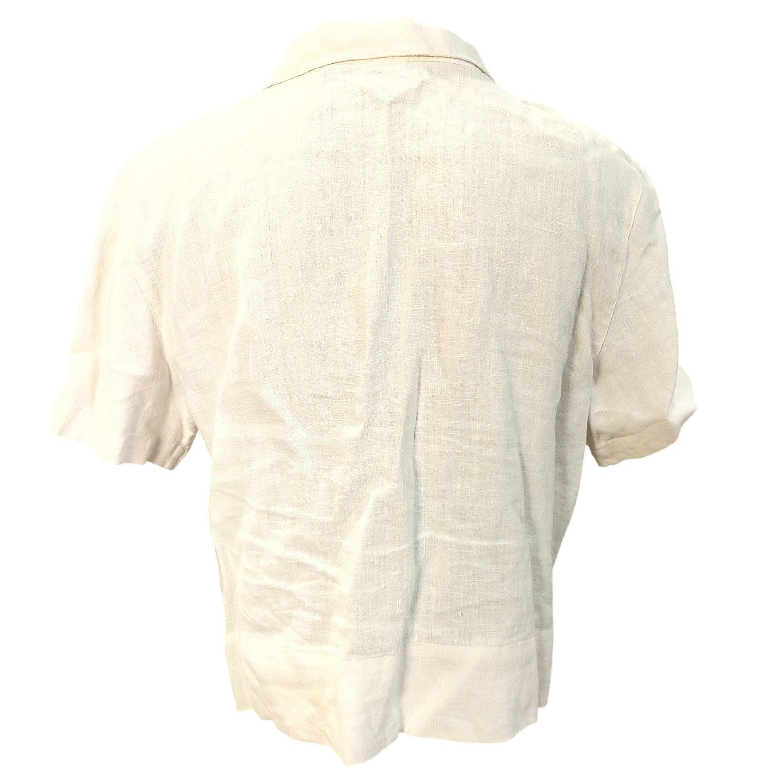 Other Chico's Women's 2 White Linen Short Sleeve Button Up Top Size XXL / US 16-18 / IT 52-54 - 2 Thumbnail