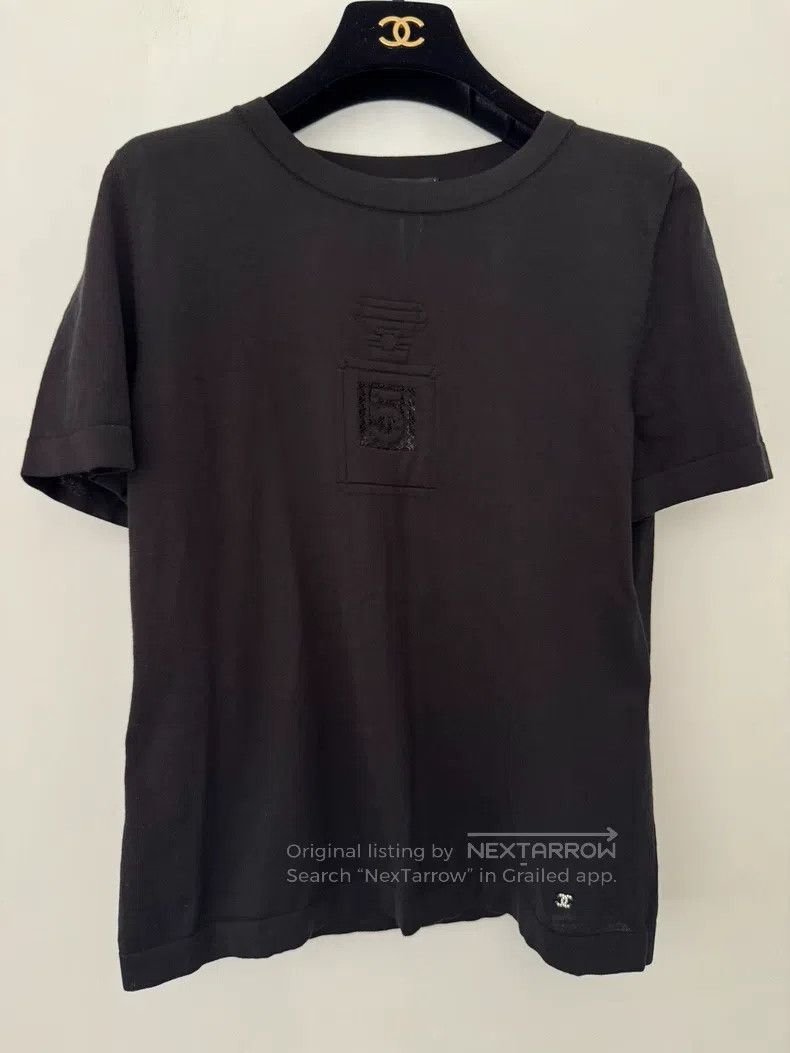 Chanel Chanel Number 5 perfume bottle logo black short sleeve Size XXS / US 00 / IT 34 - 2 Thumbnail