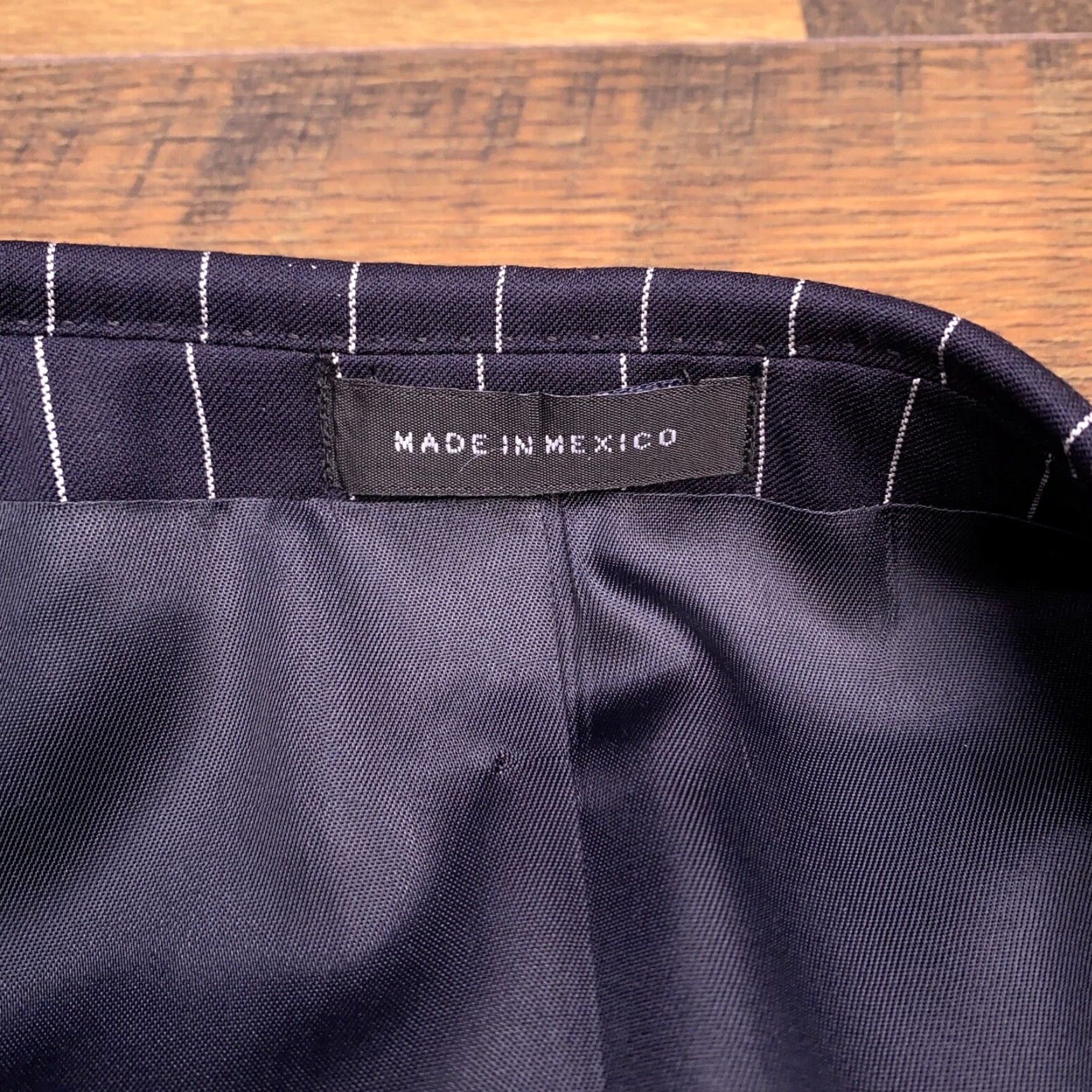 Vintage Bachrach Suit 40 Long Navy Blue Pinstripe Wool Pants 33 Waist Unhemmed New Size 40R - 6 Thumbnail
