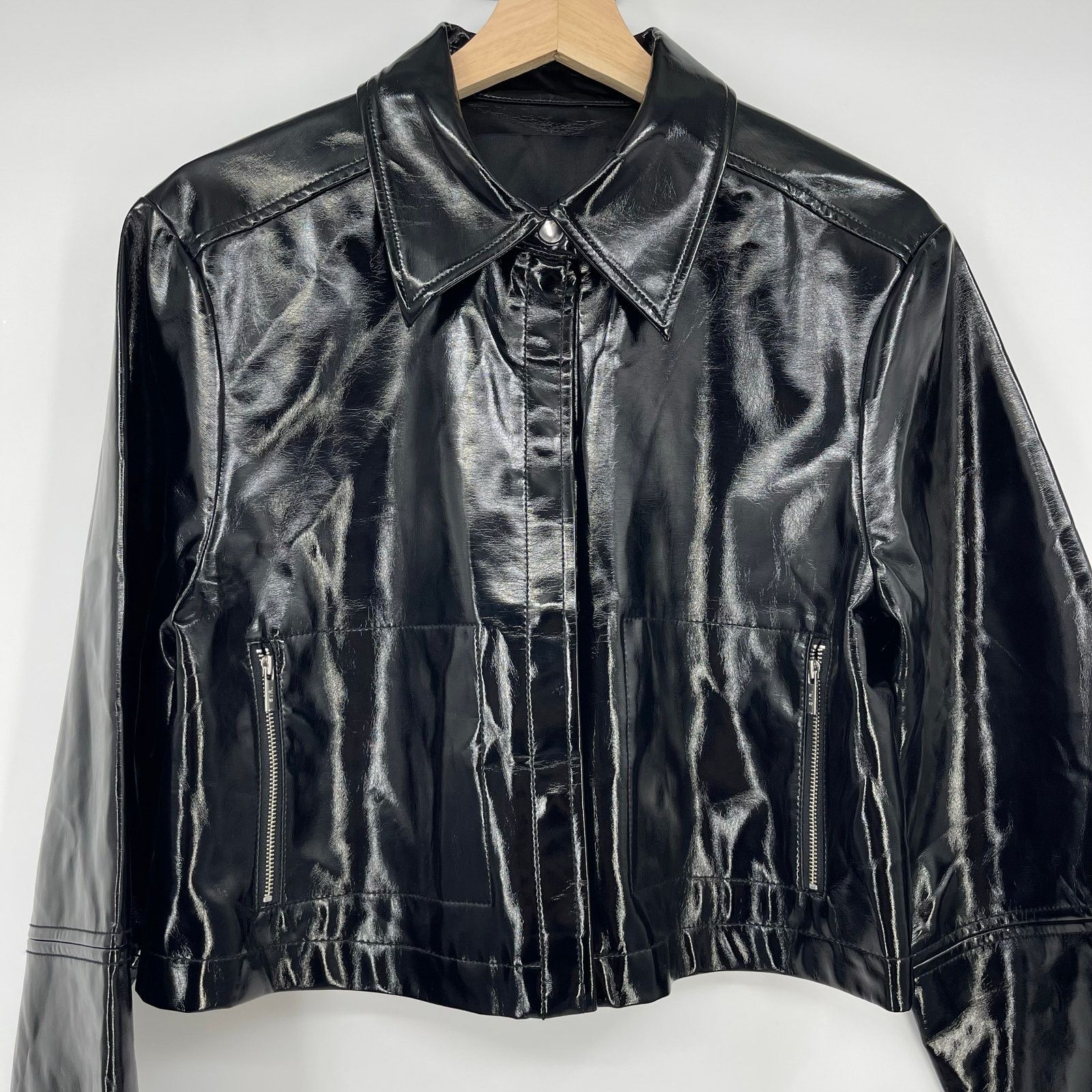 SIR. SIR. | Midnight Crop Black Patent Leather Jacket XS/S Size XS / US 0-2 / IT 36-38 - 9 Thumbnail