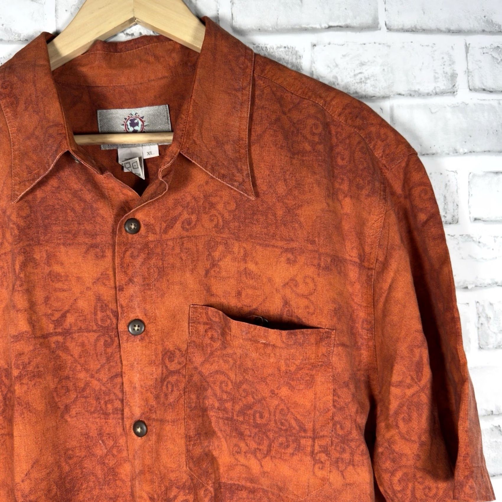 The Territory Ahead Territory Ahead Shirt Lyocell Blend Orange Hawaiian Style Mens XL Button-Up Short Sleeve Size US XL / EU 56 / 4 - 2 Thumbnail