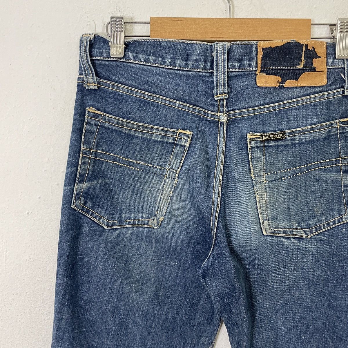 Japanese Brand Vintage 90s Big-Wyler Distressed Denim Workwear Jeans Size 29" - 9 Thumbnail