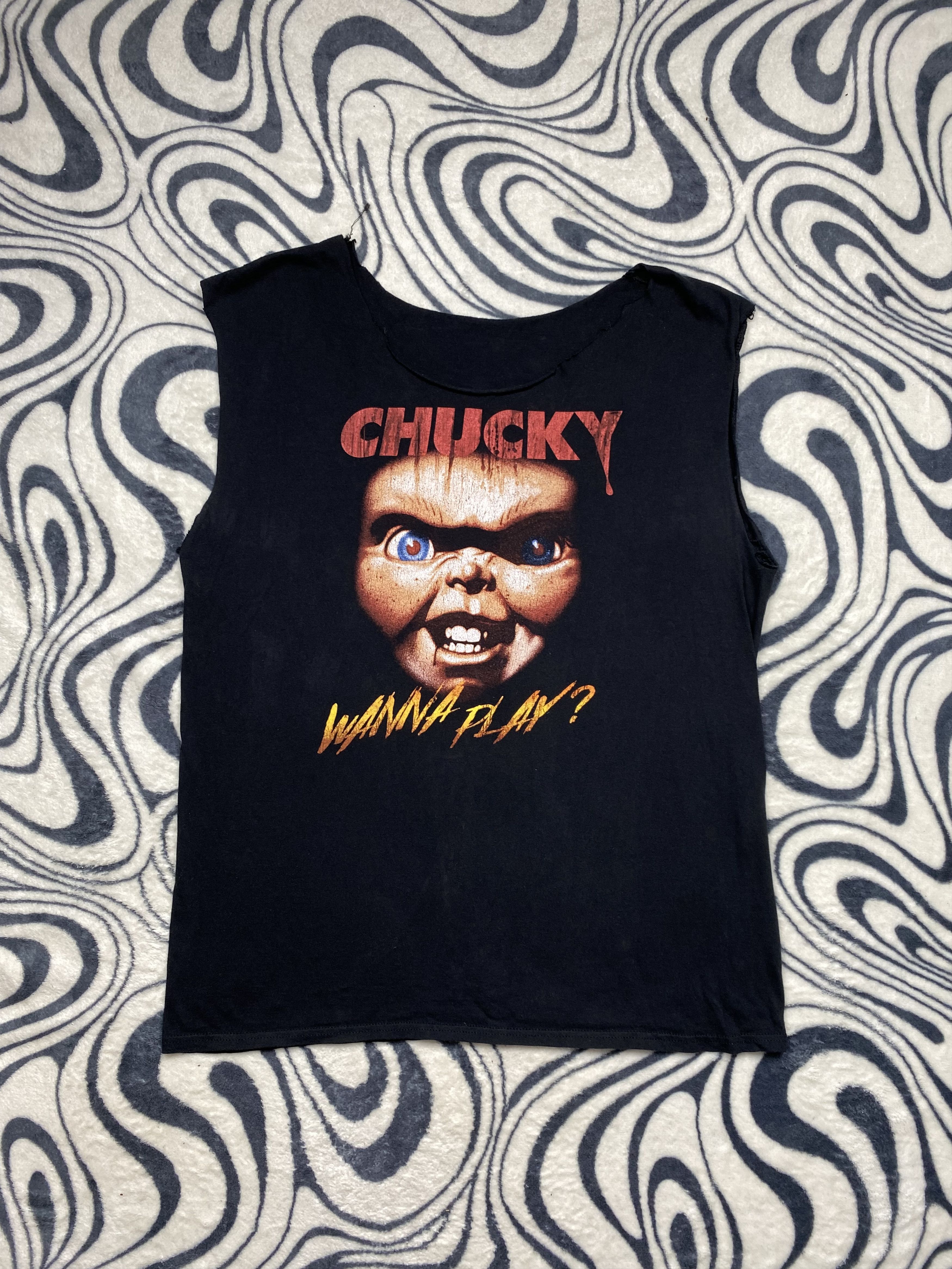 Vintage Chucky Wanna Play? Vintage Mens Sleeveless Tee Y2K Size US L / EU 52-54 / 3 - 1 Thumbnail