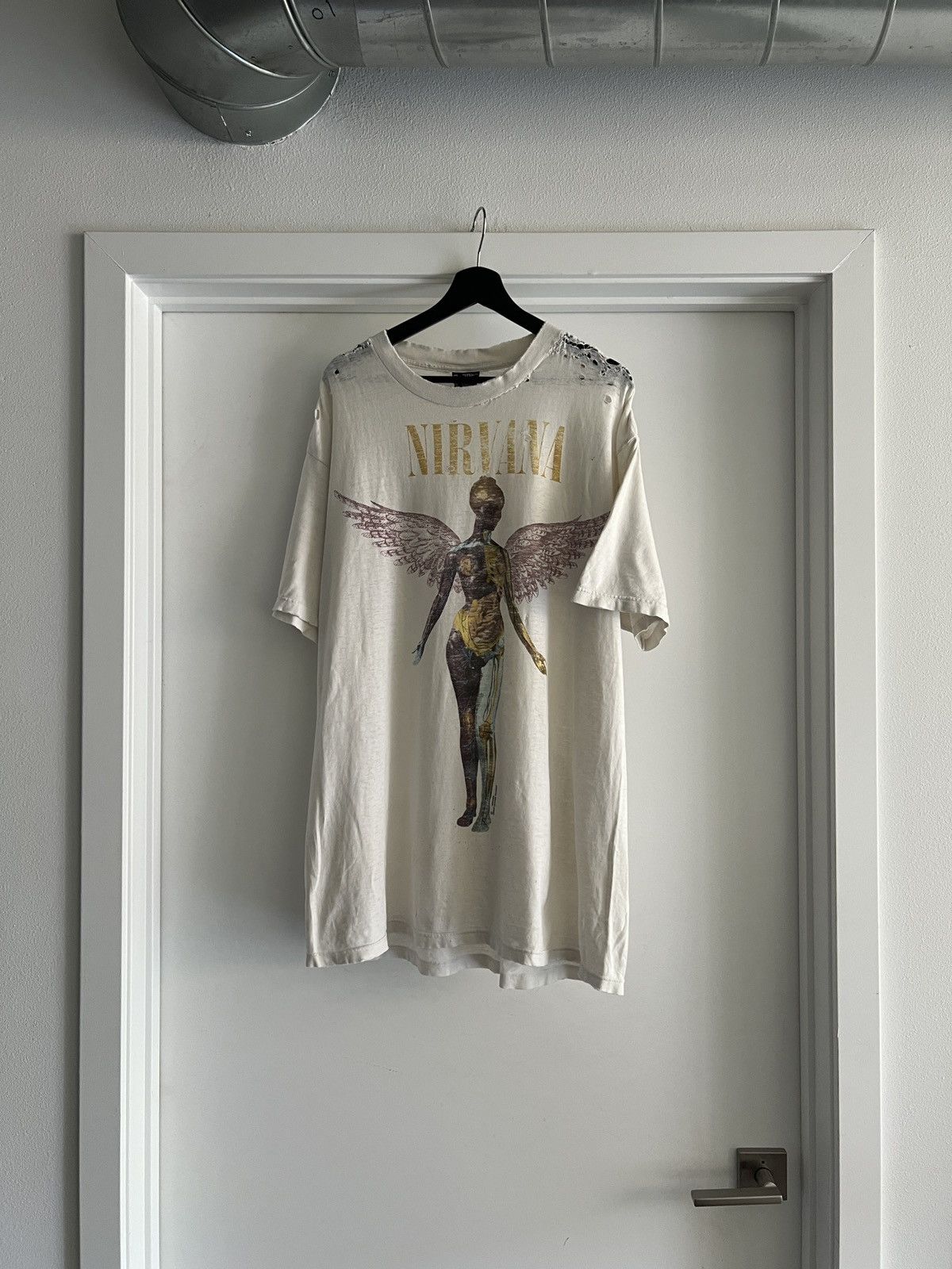 Band Tees × Nirvana × Vintage 1993 Vintage Nirvana In Utero Tee Size US XL / EU 56 / 4 - 2 Thumbnail