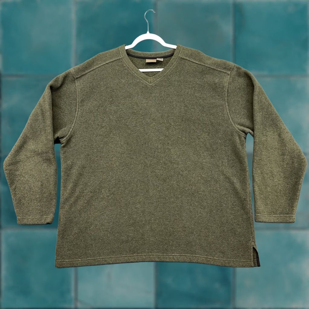 Vintage L.L. Bean Sweatshirt Men XL Green V-Neck Fleece Pullover Boxy Cozy Heavy Regular Knit Pullover Winter Mens XL Green Subtle City Classic Size US XL / EU 56 / 4 - 1 Thumbnail