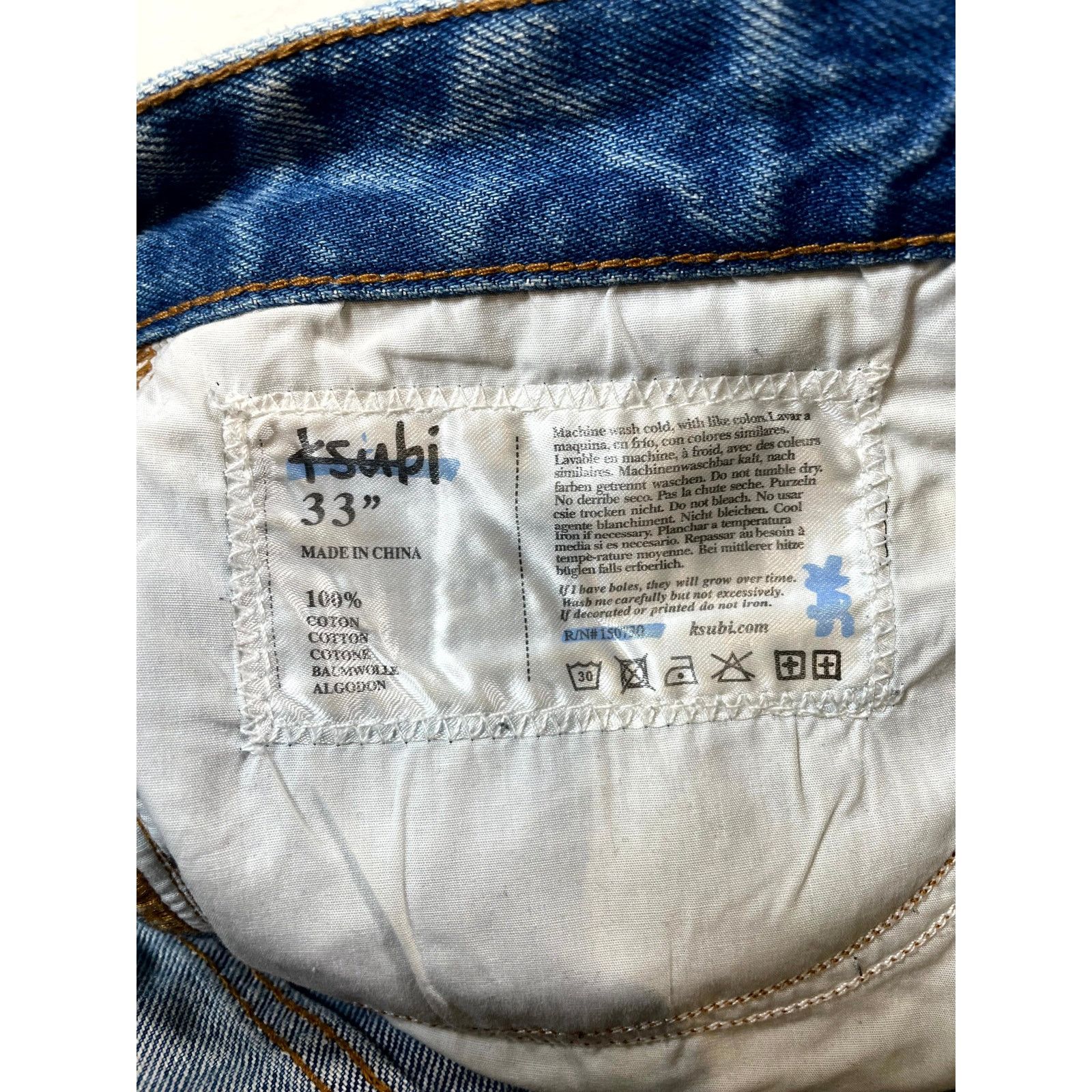 Ksubi Ksubi Plus Logo Straight Leg Light Wash Jeans Size US 33 - 3 Thumbnail