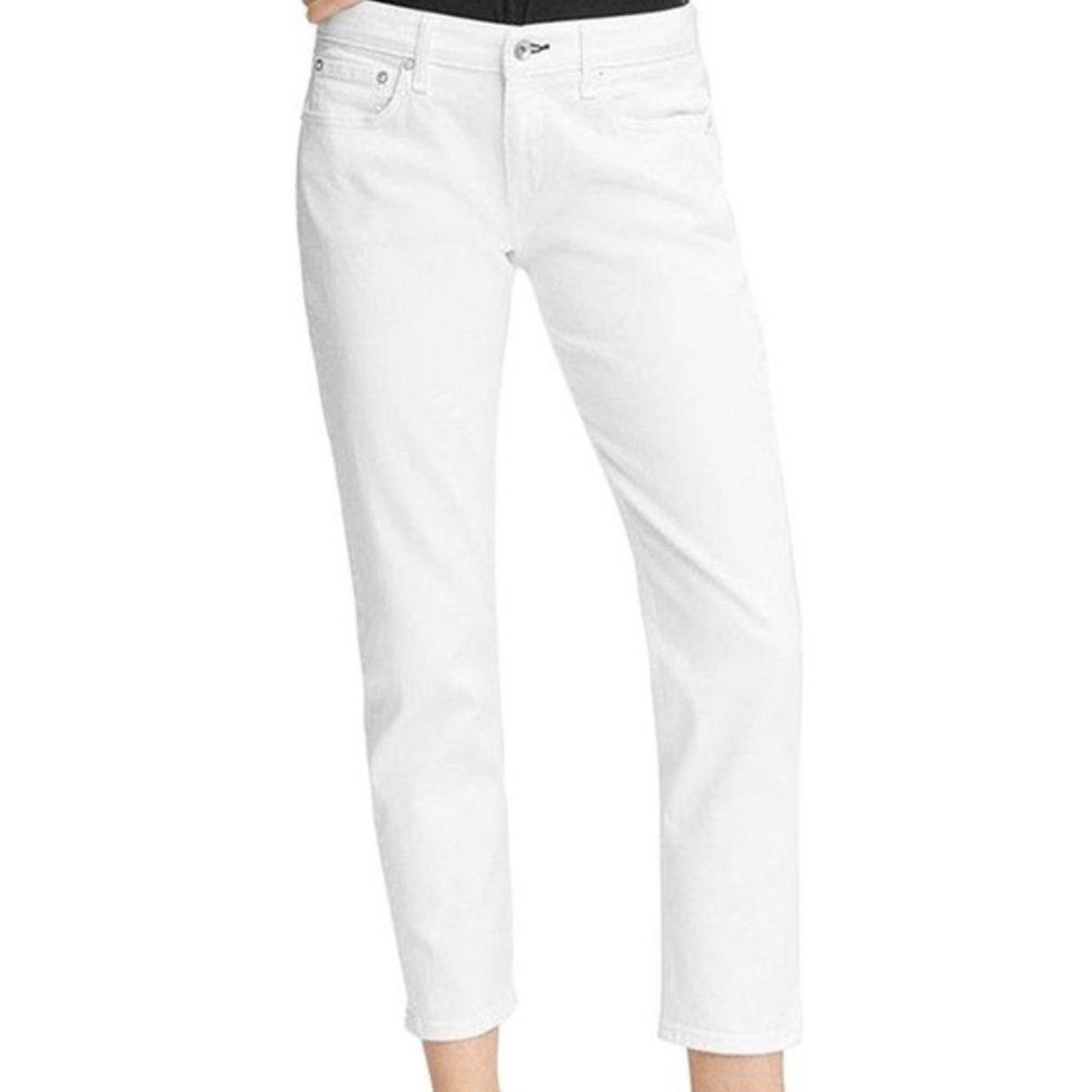 Rag & Bone RAG & BONE Aged Release White Raw Hem Skinny Jeans Sz 25 Size 25" / US 0 / IT 36 - 1 Thumbnail
