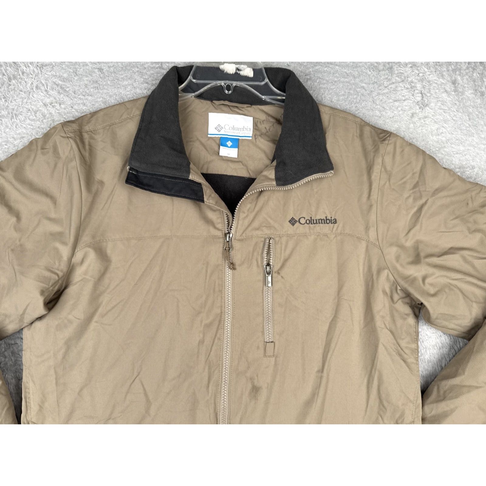 Vintage Columbia Jacket Mens M Beige Fleece Full Zip Windbreaker Outdoor Casual Hiking Walking Outdoor Windbreaker Mens Beige Jacket Size US M / EU 48-50 / 2 - 7 Thumbnail