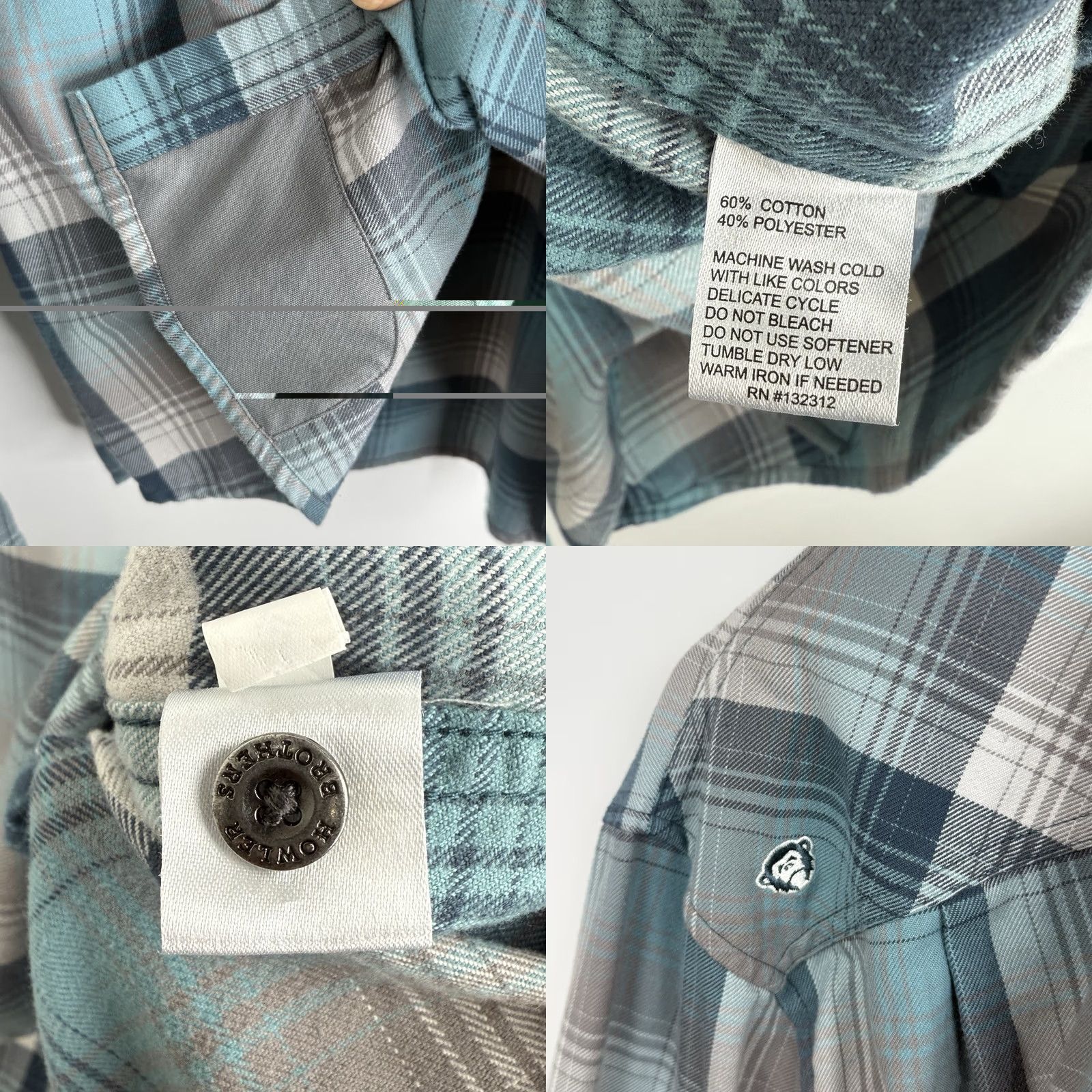 Howler Brothers Howler Brothers Harker Flannel Shirt Mens L Blue Plaid Button-Up Size US L / EU 52-54 / 3 - 8 Thumbnail