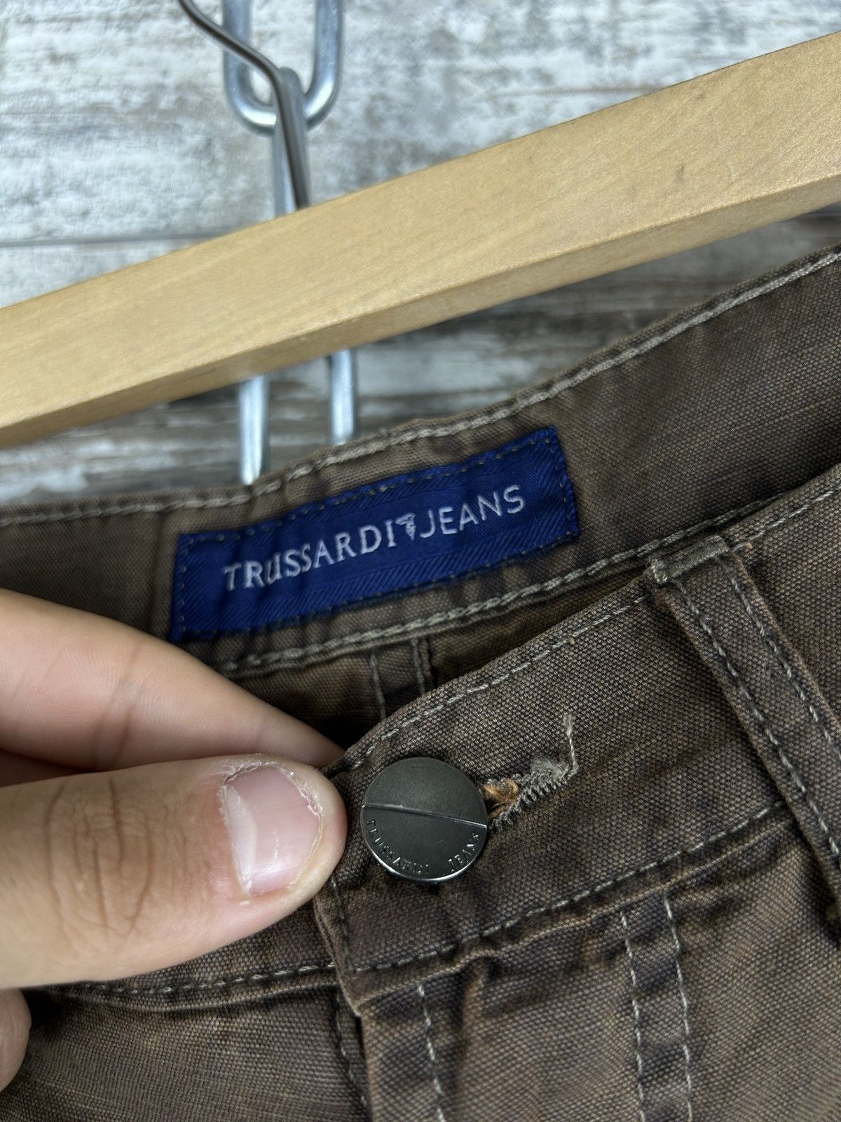 Trussardi × Vintage Mens Vintage Trussardi jeans trousers pants denim brown rare Size US 33 - 7 Thumbnail