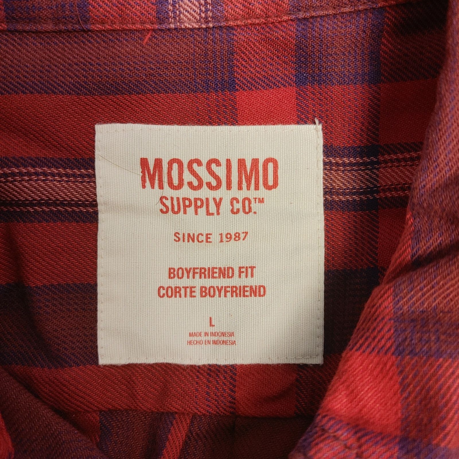 Mossimo Mossimo Women's LG Boyfriend Fit Red Plaid Top Size L / US 10 / IT 46 - 3 Thumbnail