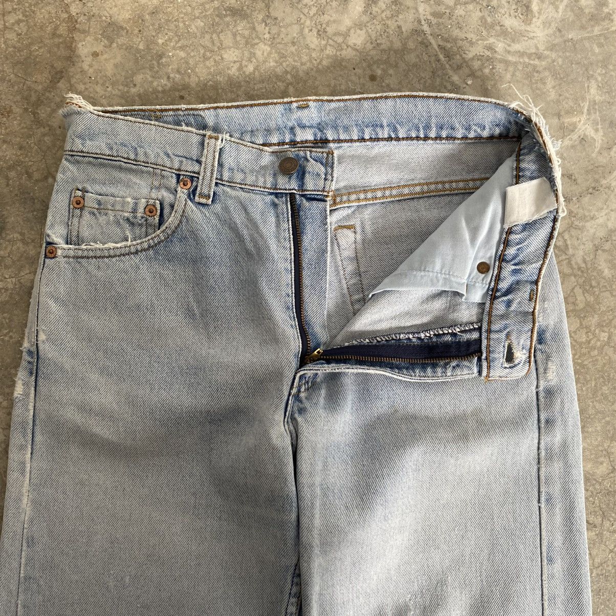 Levi's Vintage 90’s Levis 505 Sashiko Boro Light Blue Remark Jeans Size US 29 - 10 Thumbnail