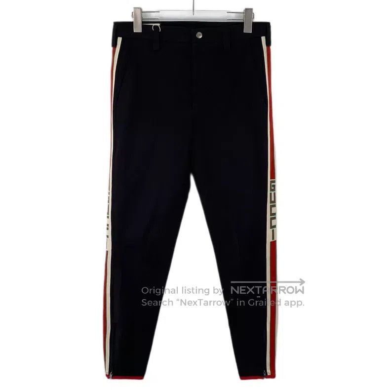 Gucci Gucci Black side stripe logo letter cotton casual trousers Size US 32 / EU 48 - 1 Thumbnail