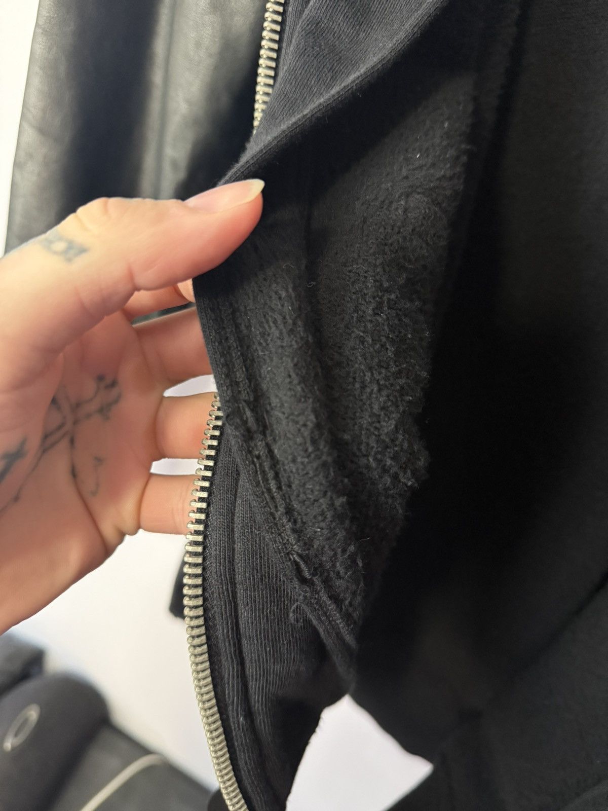 Rick Owens Rick Owens leather sleeve hoodie zipper Size US L / EU 52-54 / 3 - 7 Thumbnail