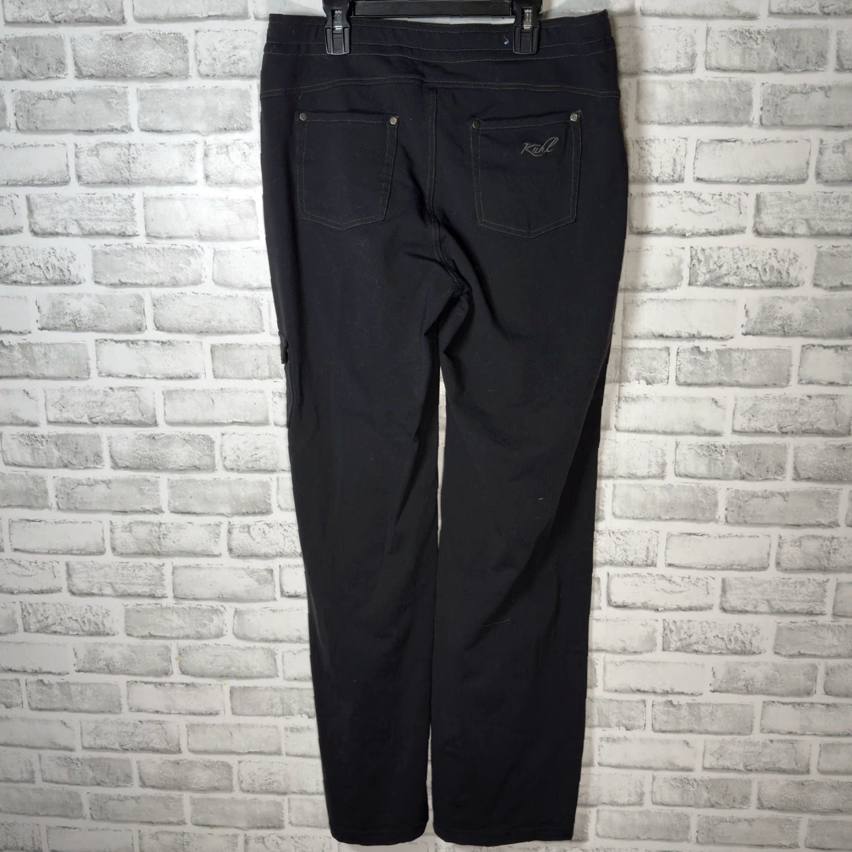 Vintage Kuhl Black Polyester Blend Athletic Track Pants Womens Size 12 Drawstring Stretchy Pants Size 34" / US 12 / IT 48 - 5 Thumbnail