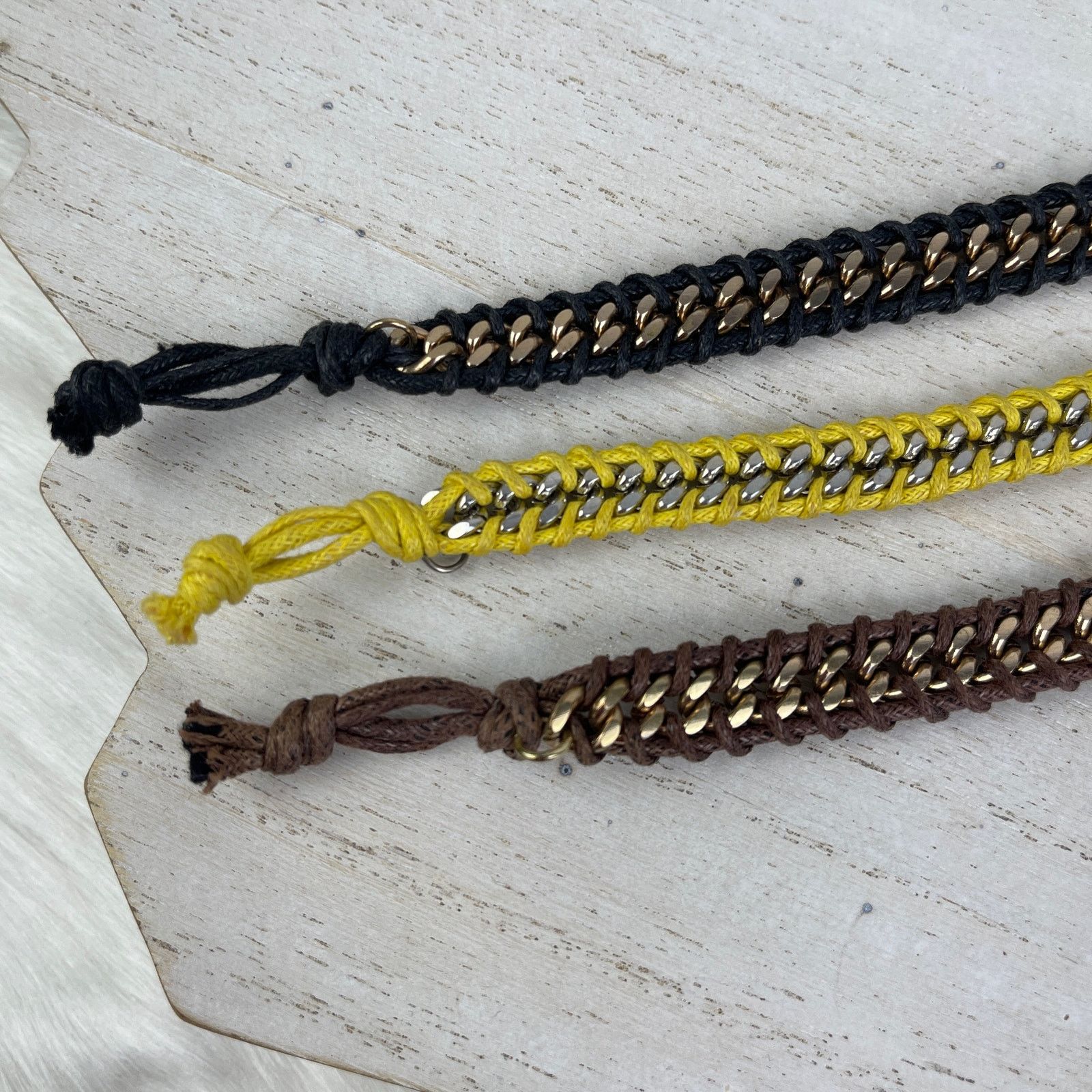 Other Chain Link Braided Bracelets Gold Silver Black Brown Yellow Size ONE SIZE - 10 Thumbnail