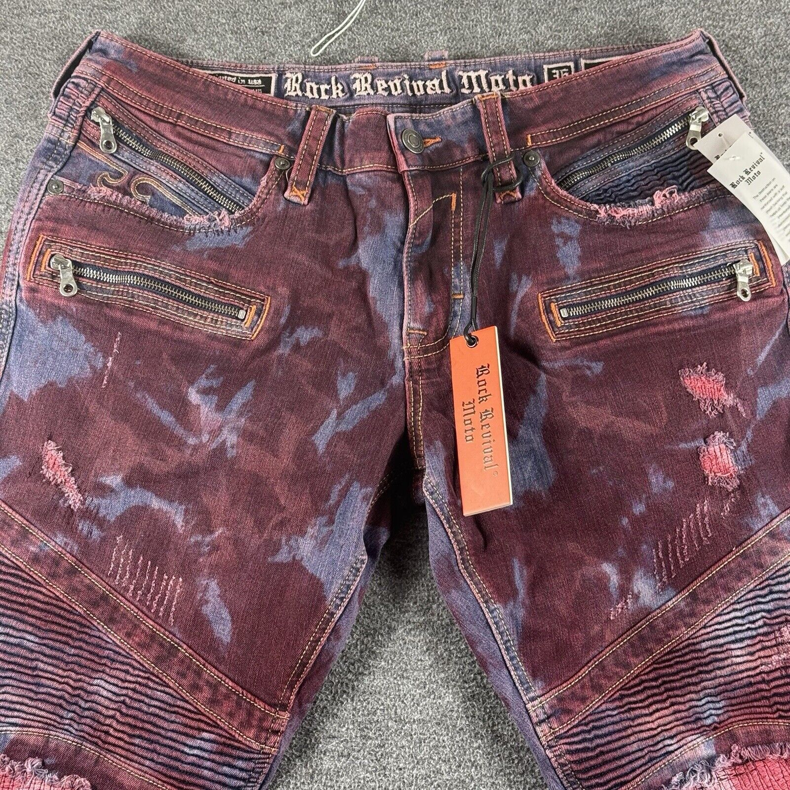 Rock Revival Rock Revival Elroy Skinny Moto Mens Acid Wash Size 36 X 34 Size US 36 / EU 52 - 6 Thumbnail