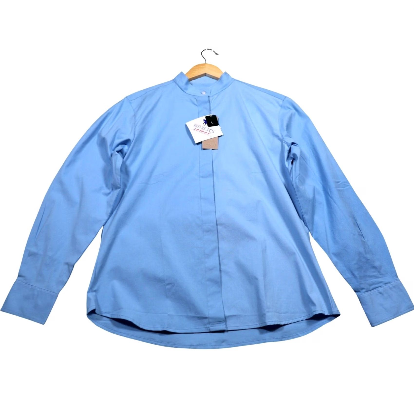 Vintage Riders Select Show Shirt LT Blue Ladies Long Sleeve Mandarin Collar Button-Up Dress Shirt Women M/Med? Size M / US 6-8 / IT 42-44 - 5 Thumbnail