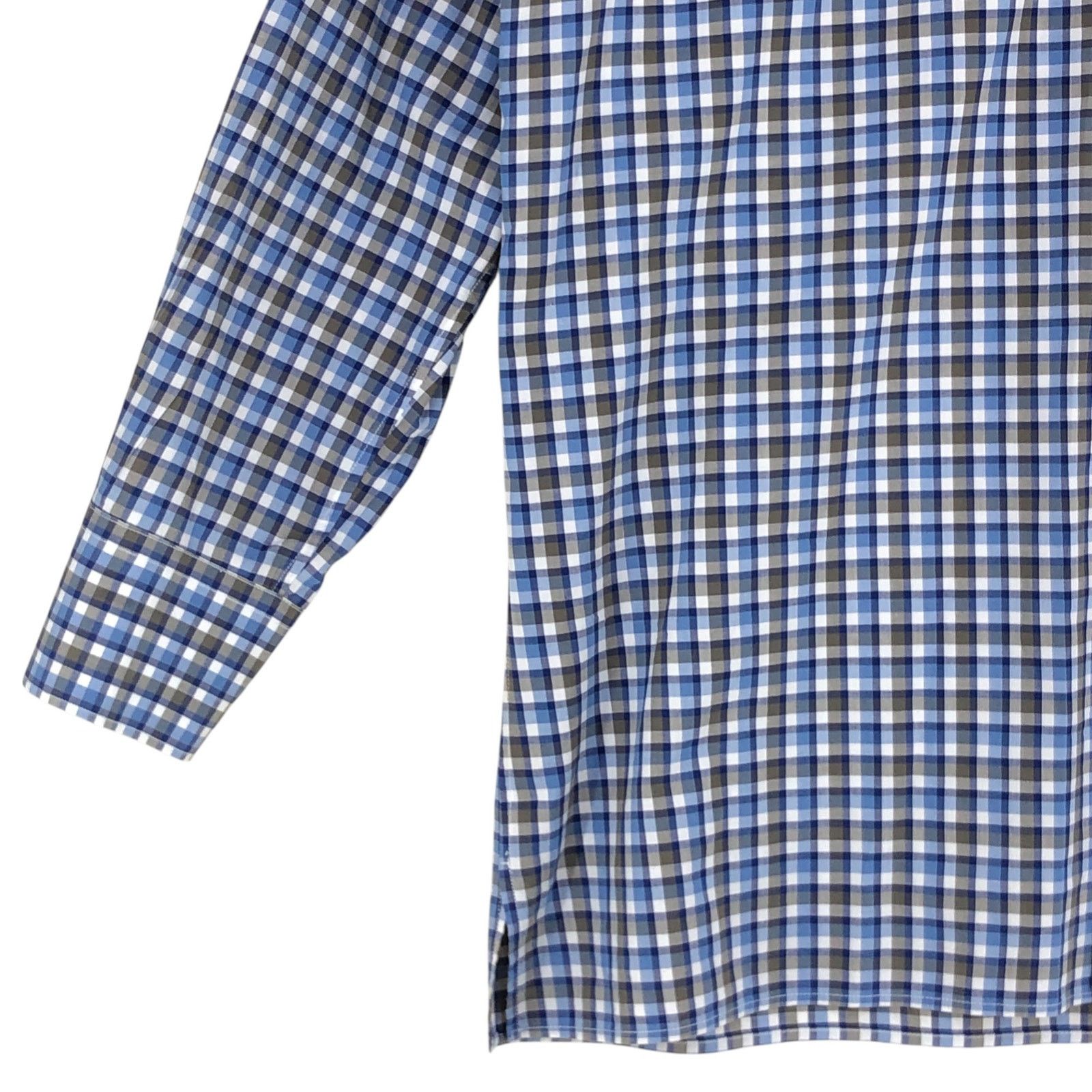Canali Canali Size L Shirt Casual Button Down Plaid Check Blue Gray Size US L / EU 52-54 / 3 - 4 Thumbnail