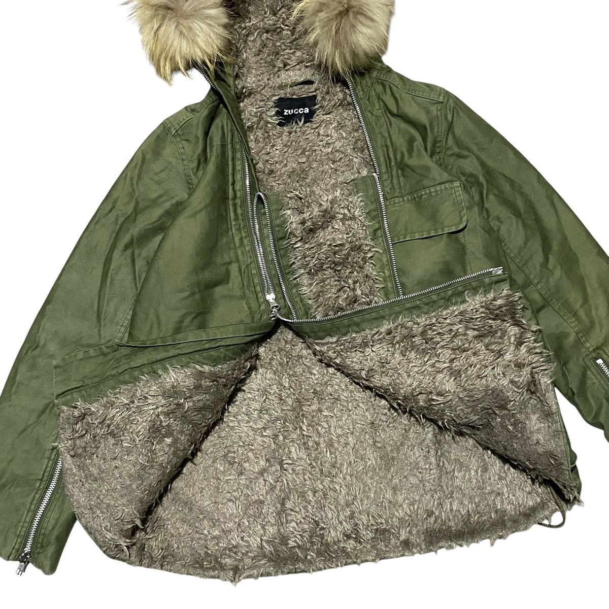 Zucca 🔥RARE🔥 Zucca 00s asymetircal fur lined jacket Size US L / EU 52-54 / 3 - 5 Thumbnail