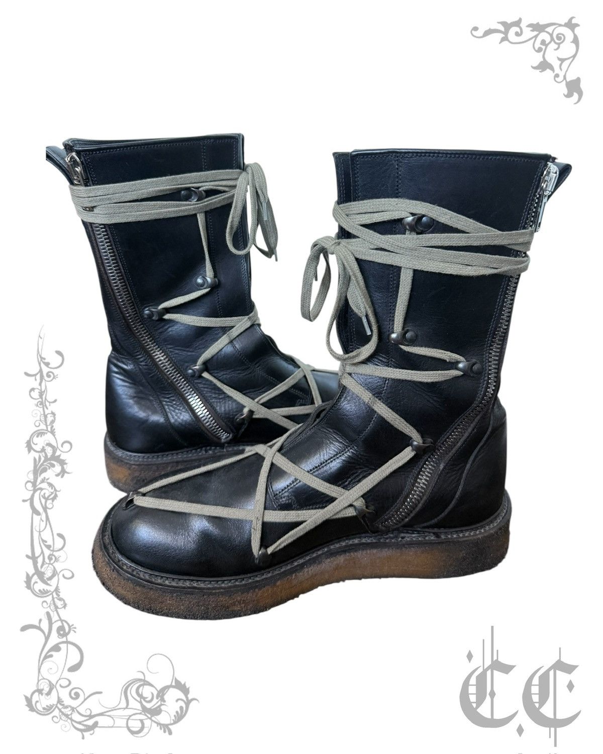 Rick Owens Rick Owens FW17 Glitter Pentagram lace boots Size US 10 / EU 43 - 6 Thumbnail
