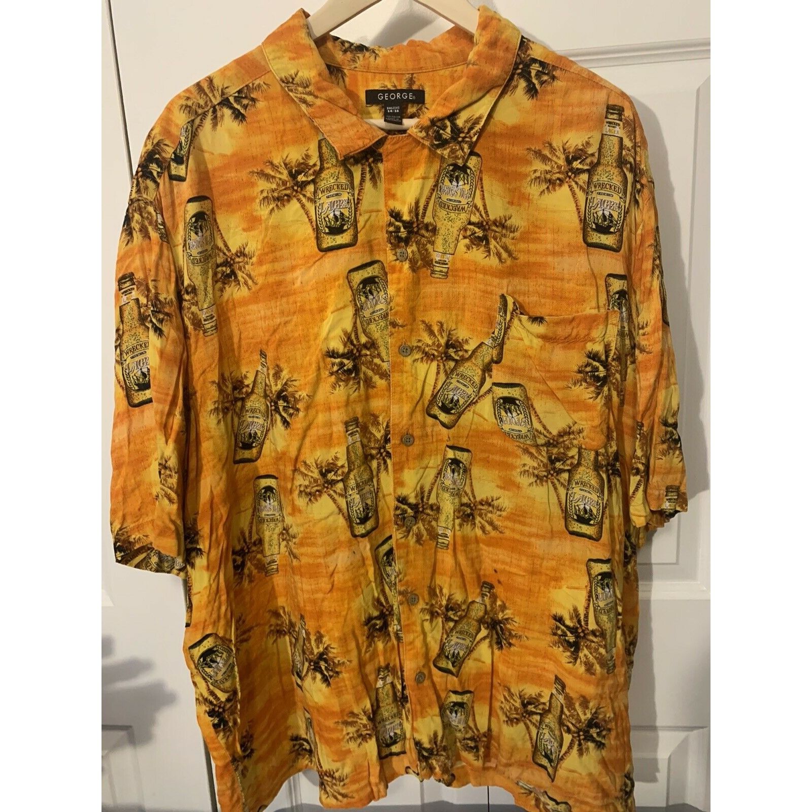 George Wrecked Premium Lager Print Men’s Sz 3XL George Hawaiian Shi Size US XXL / EU 58 / 5 - 3 Thumbnail