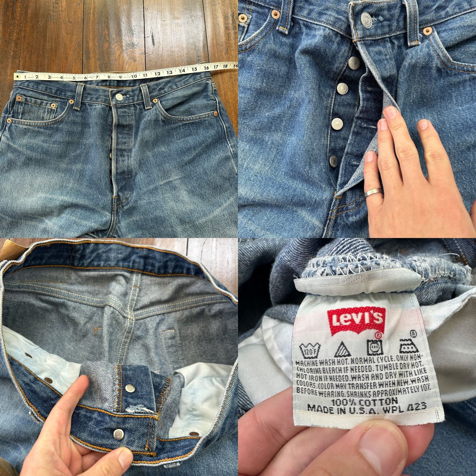 Levi's VINTAGE Levi's 501 Jeans 36x36 Blue Light Wash Straight 90s Mens Size US 36 / EU 52 - 8 Thumbnail