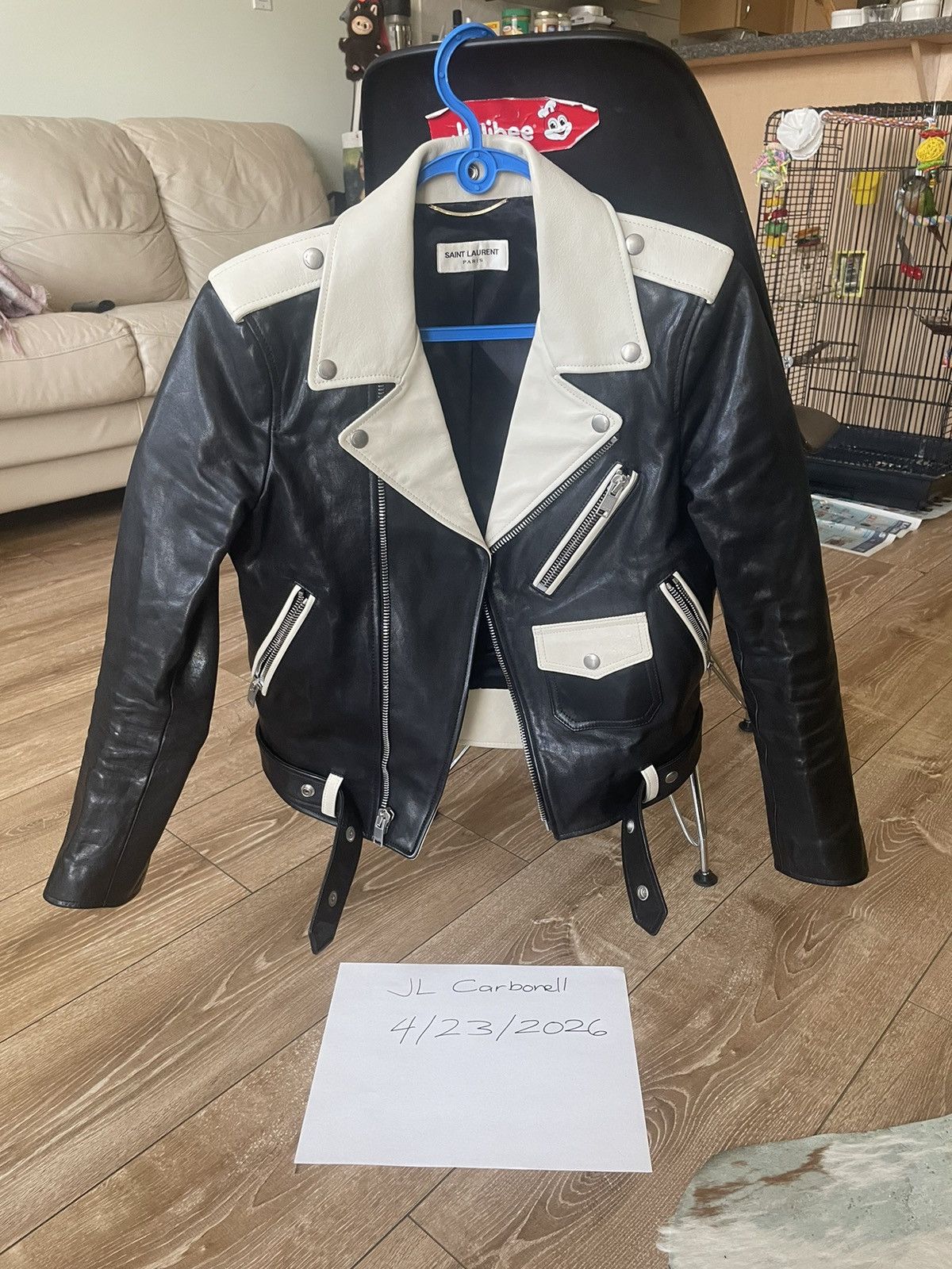 Yves Saint Laurent 2013 YSLxHedi Slimane FW L17 Two-Tone Cropped Leather Jacket Size M / US 6-8 / IT 42-44 - 1 Thumbnail