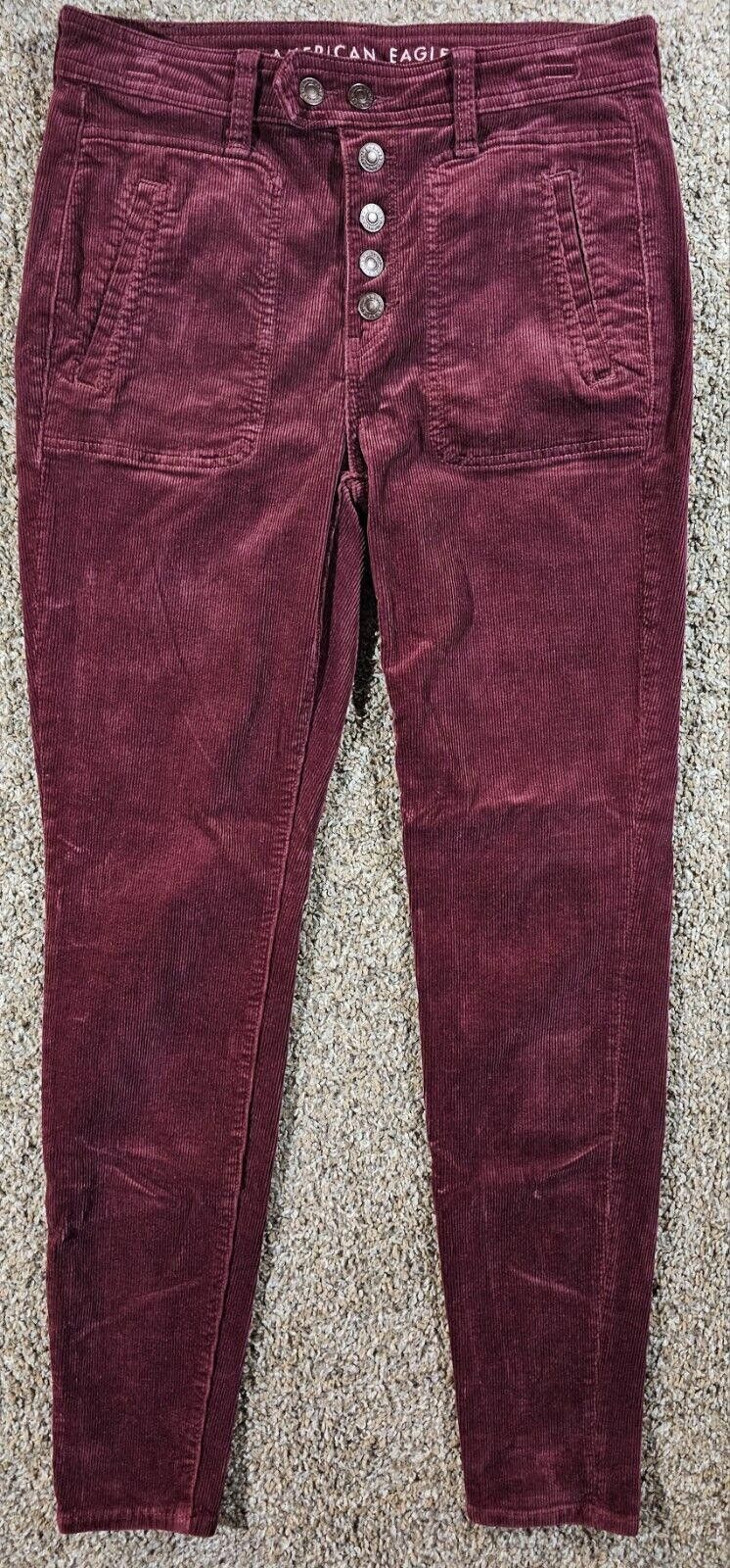 Designer 6 Button AMERICAN EAGLE Courduroy Pants Size 6 Red Size 28" / US 6 / IT 42 - 1 Thumbnail