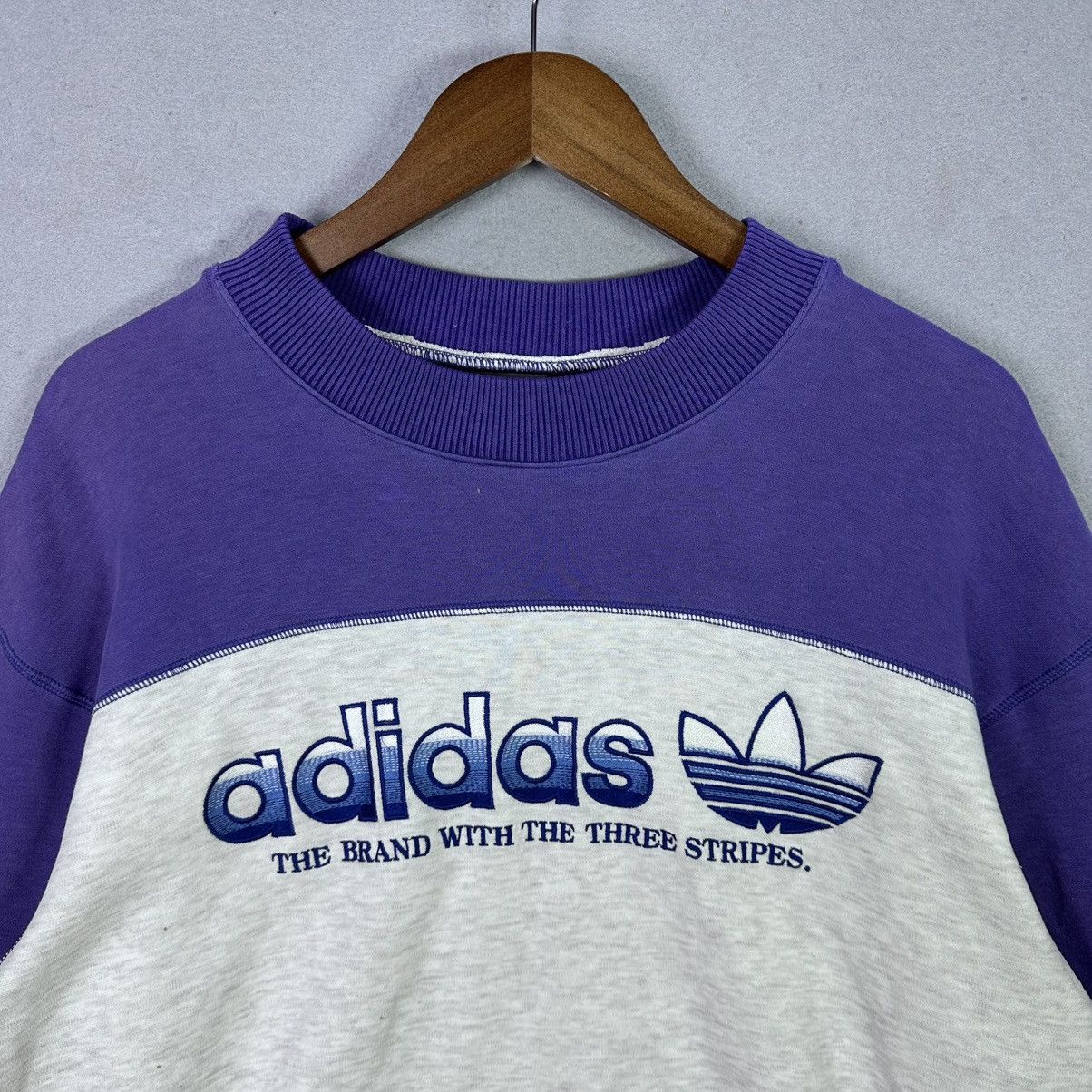 Adidas Vintage Adidas Trefoil Sweatshirt Purple White Size US M / EU 48-50 / 2 - 4 Thumbnail
