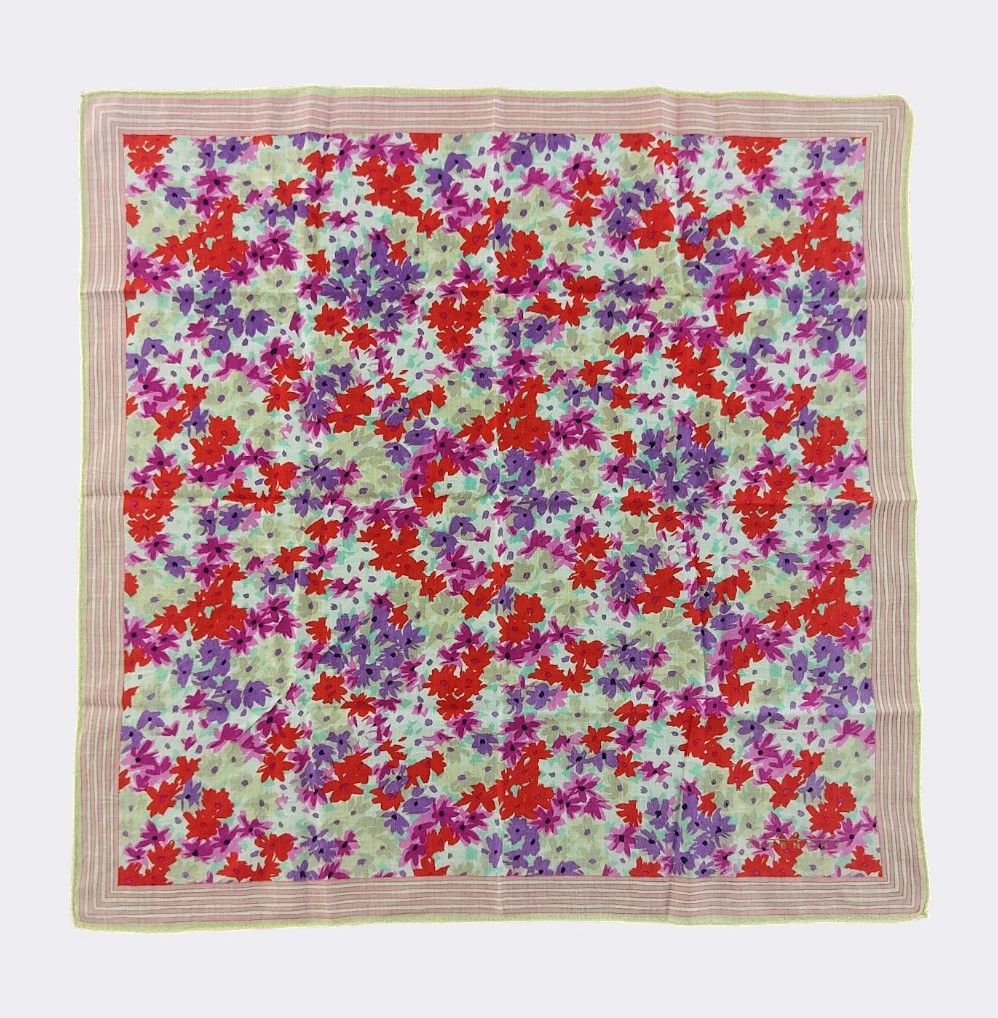 Givenchy Vintage Celine All Over Floral Cotton Scarf Red & Purple Size ONE SIZE - 1 Thumbnail