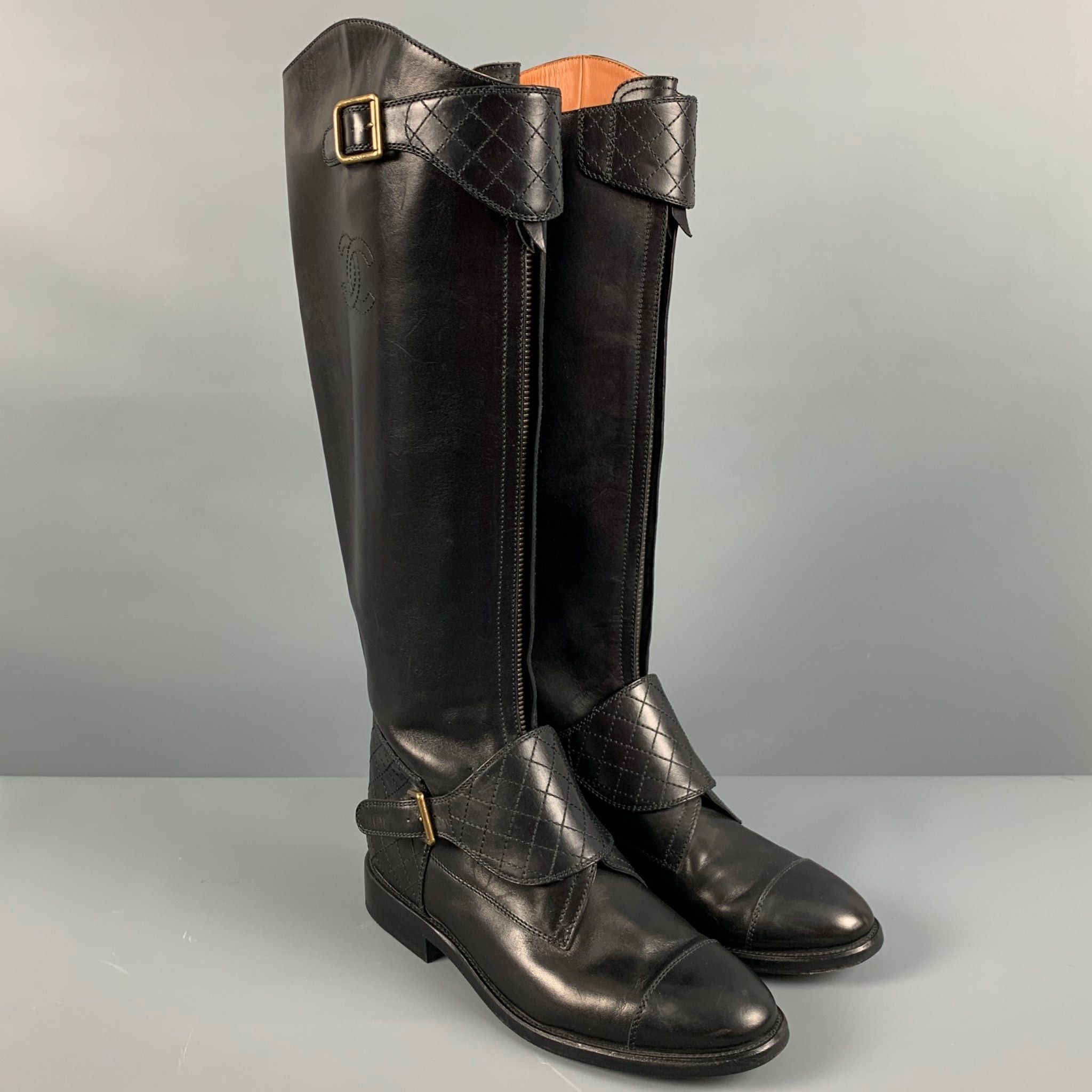Chanel Black Leather Riding Boots | Grailed