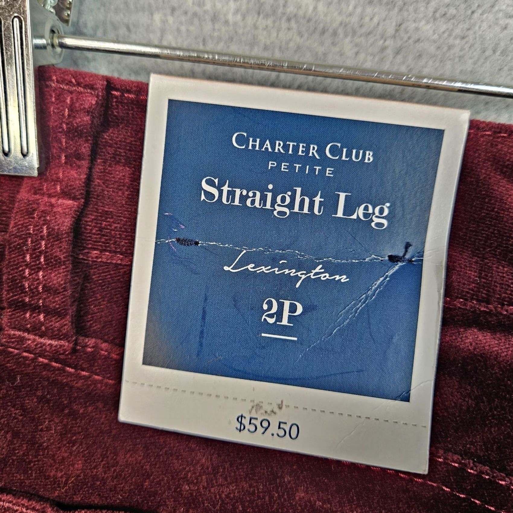 Charter Club Charter Club Straight Leg Velvet Pants Sz 2P NEW Red Slimming Casual Shirt/Chino style with Button accents Womens Size 26" / US 2 / IT 38 - 7 Thumbnail