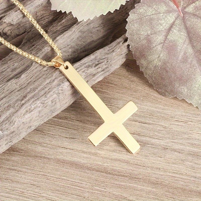 Other Gold Saint Peter's Cross Necklace Inverted Stainless Steel Size ONE SIZE - 3 Thumbnail